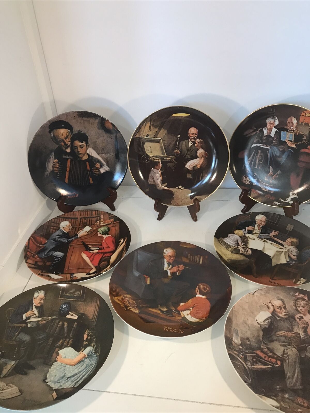 NORMAN ROCKWELL Collector Plates- Lot of 8-BRADEX #,Limited /1980’s/Fine China