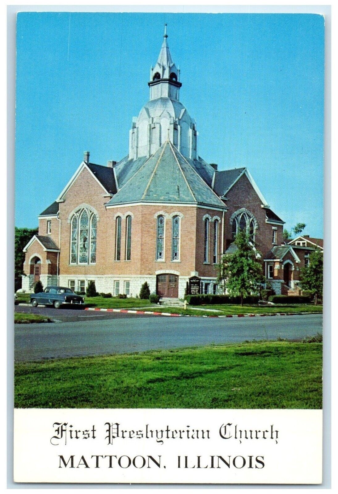 c1960 First Presbyterian Church Western Avenue Mattoon Illinois Vintage Postcard