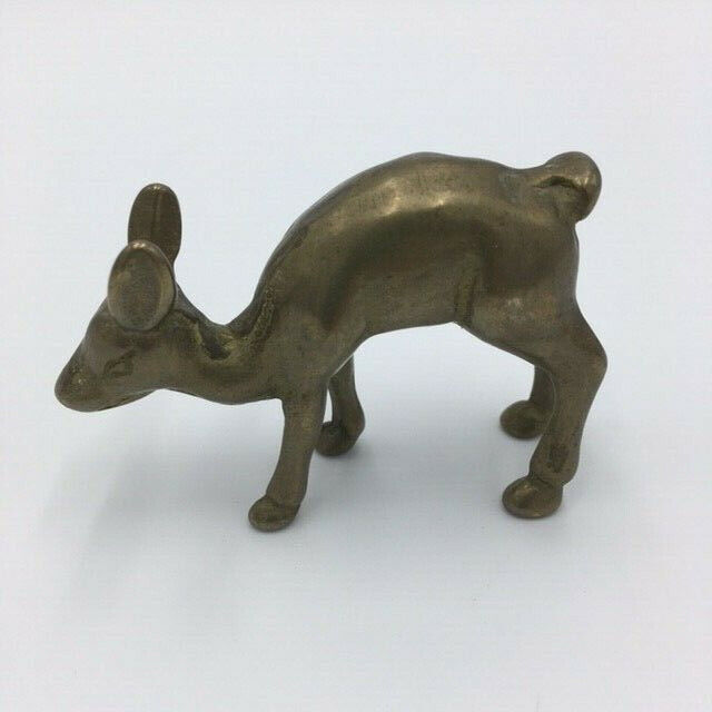 Solid Brass Figurine Deer Vintage Miniature Decorative Collectible 2\