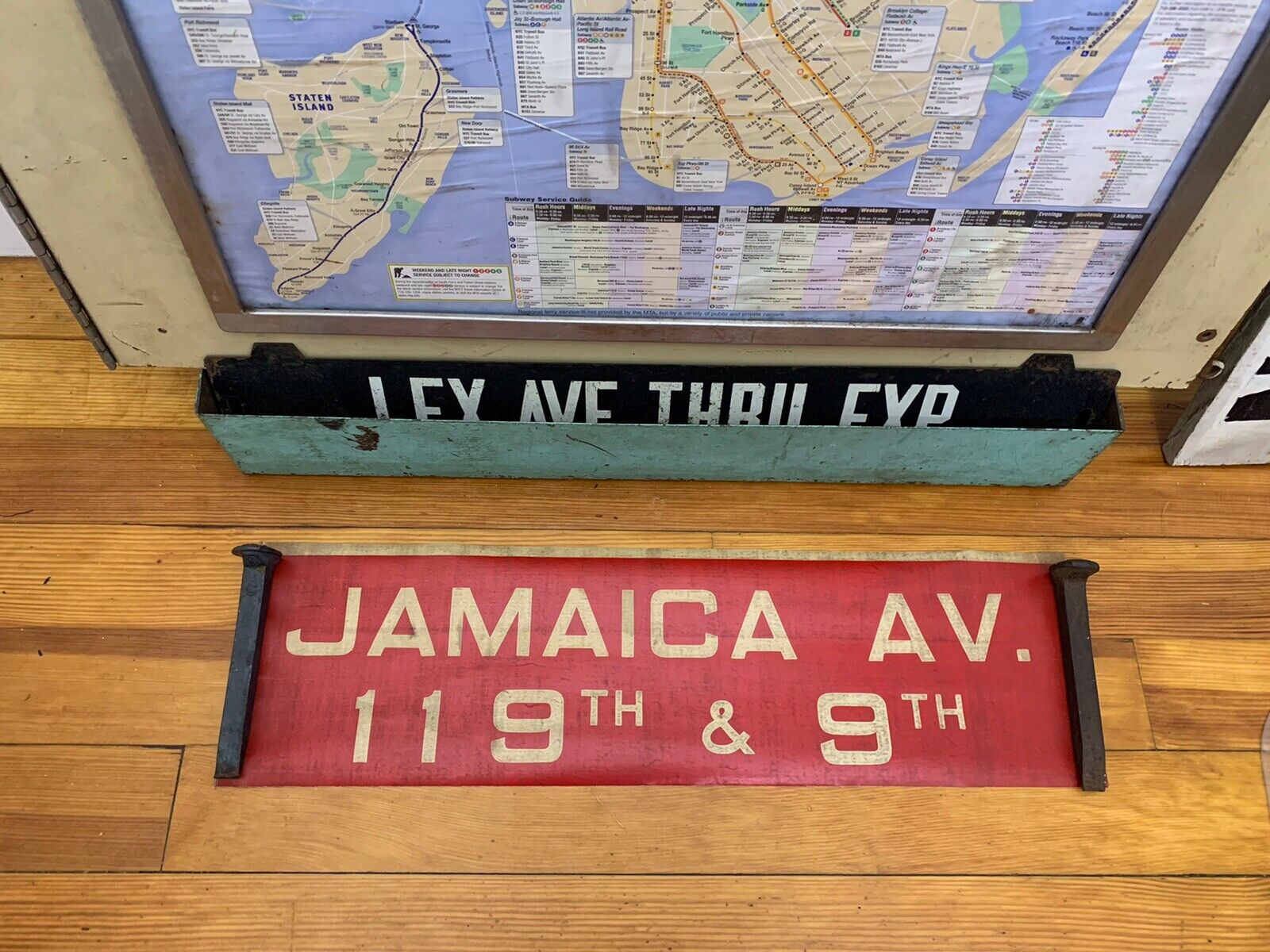 QUEENS TRANSIT NY 1952 NYC BUS ROLL SIGN COLLECTIBLE JAMAICA AVENUE 119th 9 ART