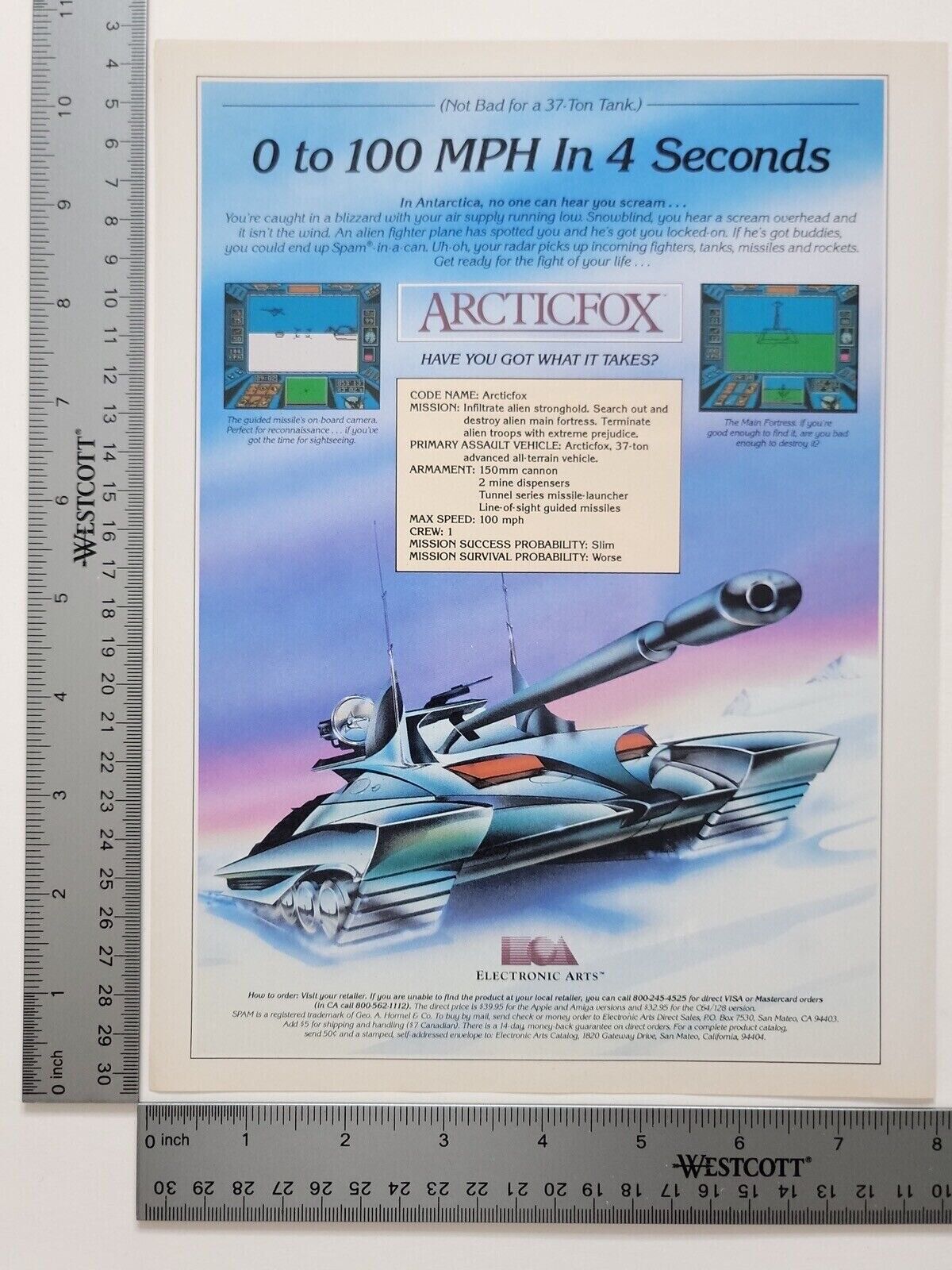 Actic Fox Vintage Computer Game 1980S Tank Ea Print Advertisement