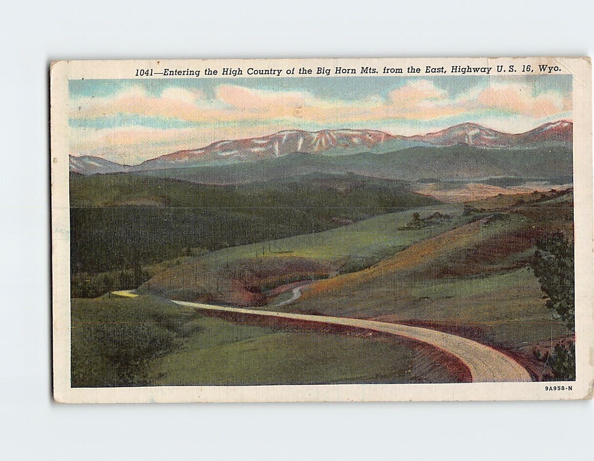 Postcard Entering High Country of the Big Horn Mountains Wyoming USA