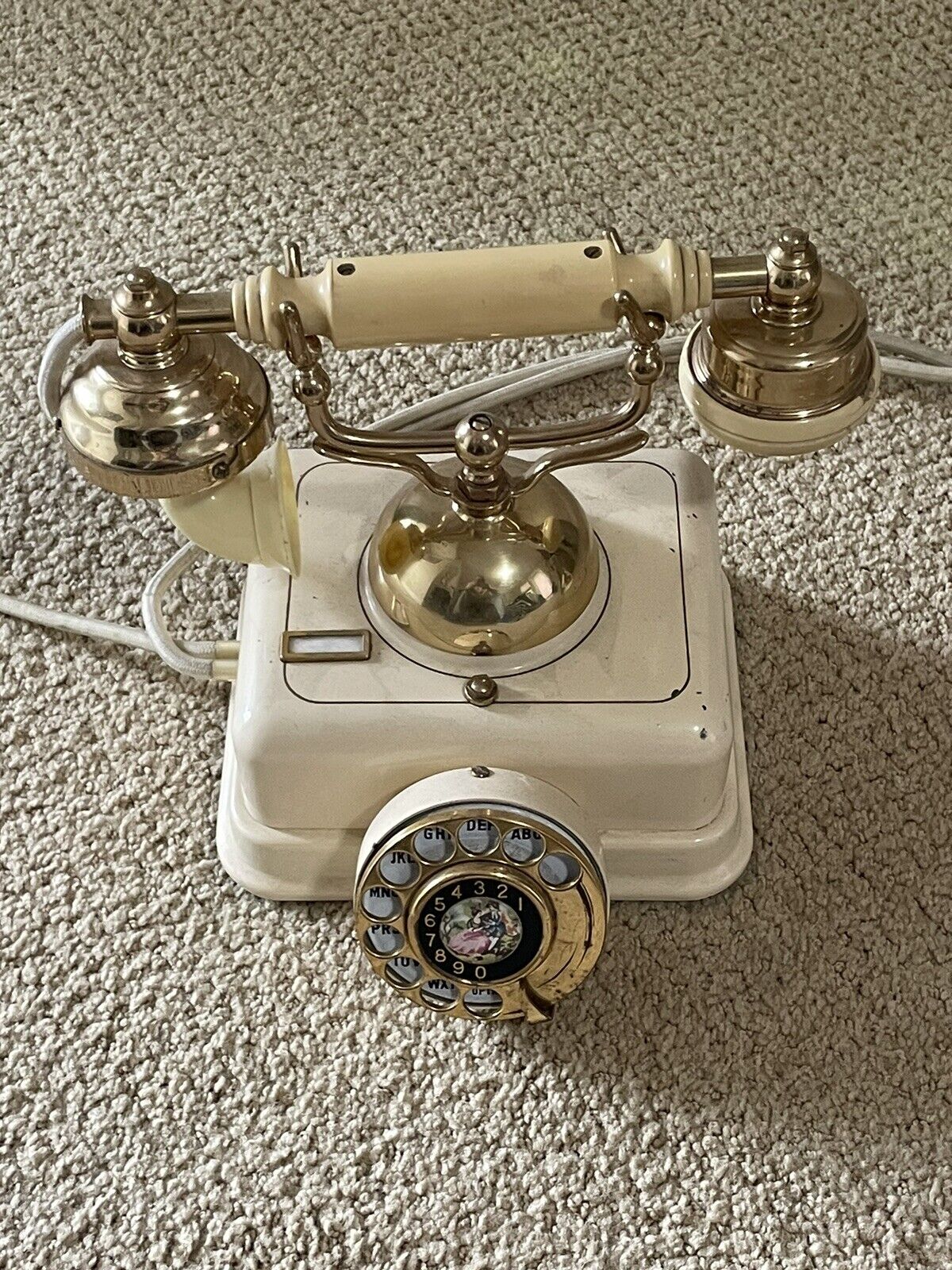 Vintage Rotary Dial Telephone OLD FASHION Style IVORY Desk Phone WORKS