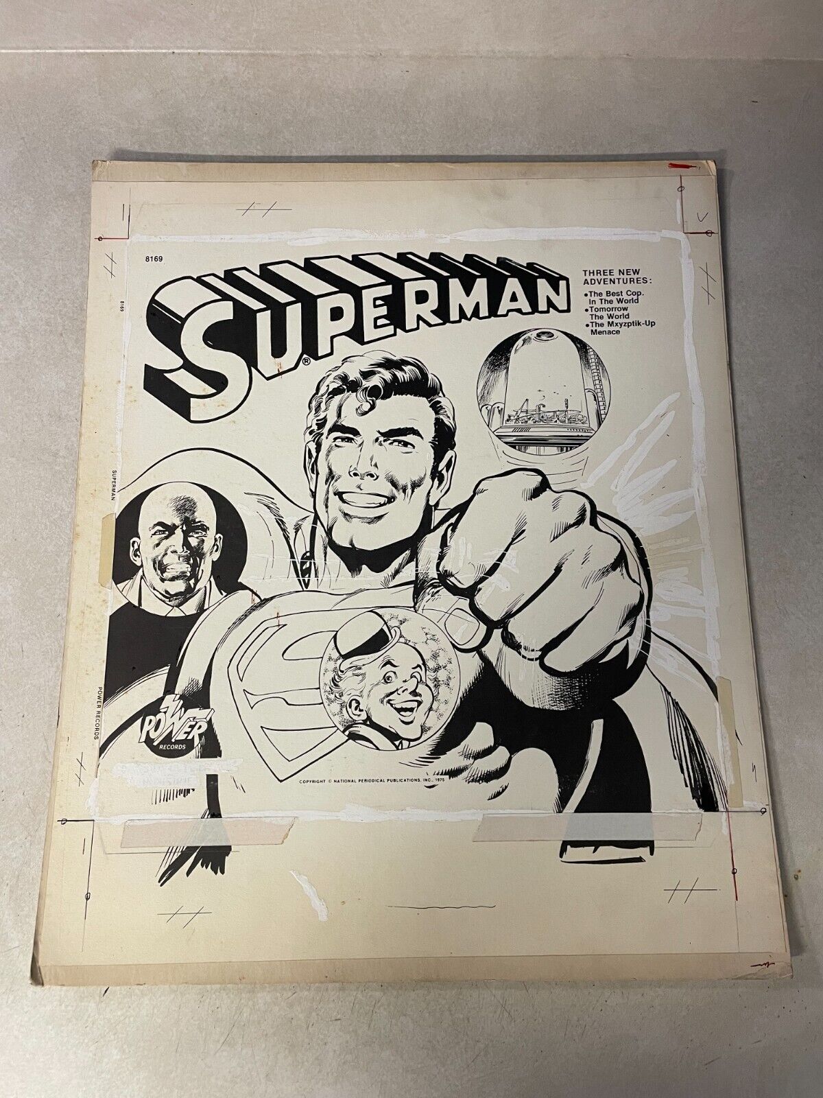 SUPERMAN COVER production stat ART 1975 POWER RECORDS NEAL ADAMS GIORDANO SPLASH