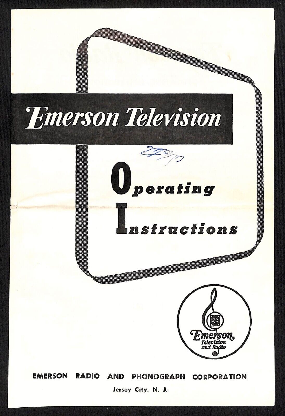 Emerson Television Operating Instruction Manual / Pamphlet c1950\'s? 7pp + Env.