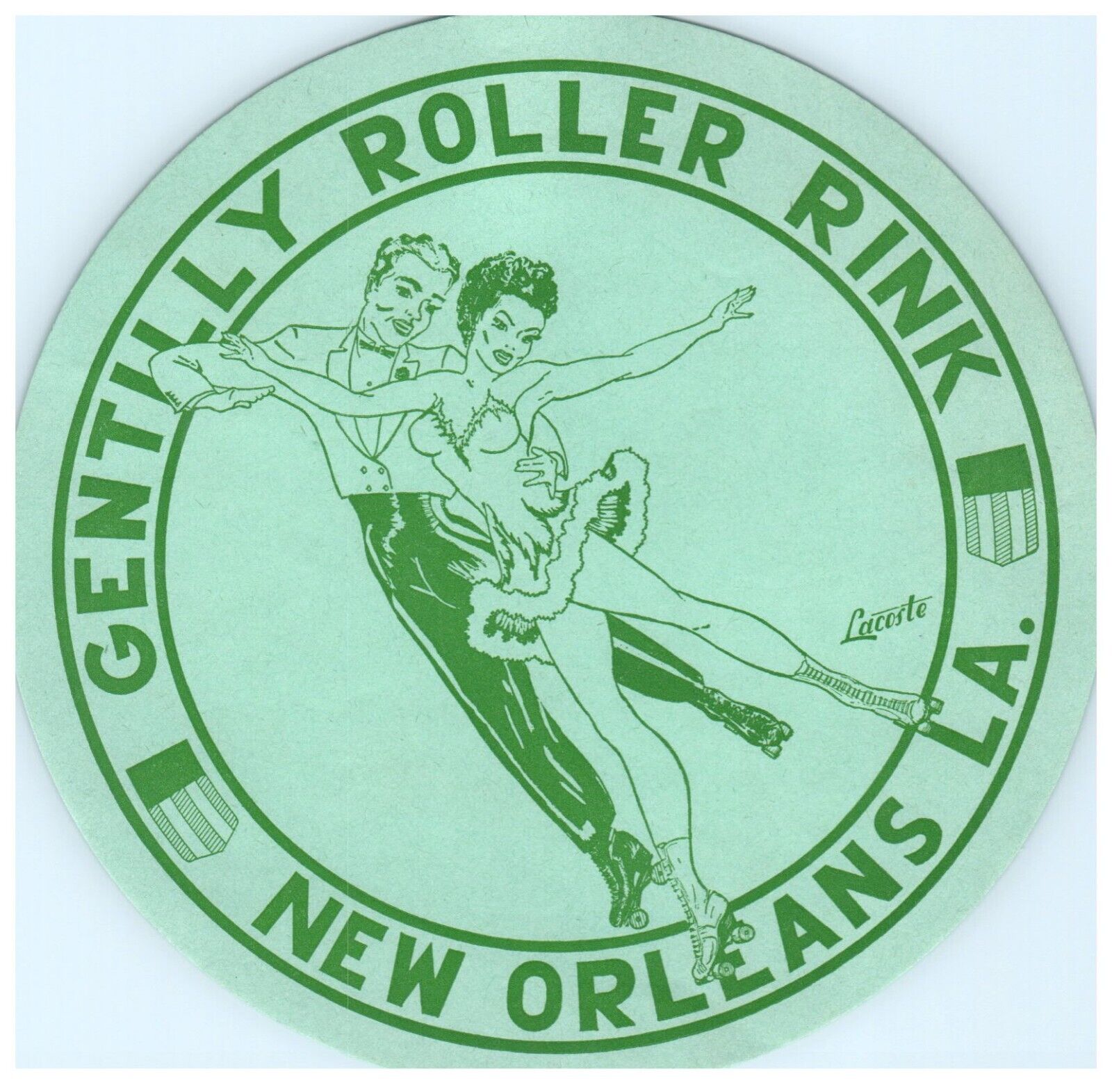 Original Vintage 1940s Roller Skating Rink Sticker New Orleans LA S6