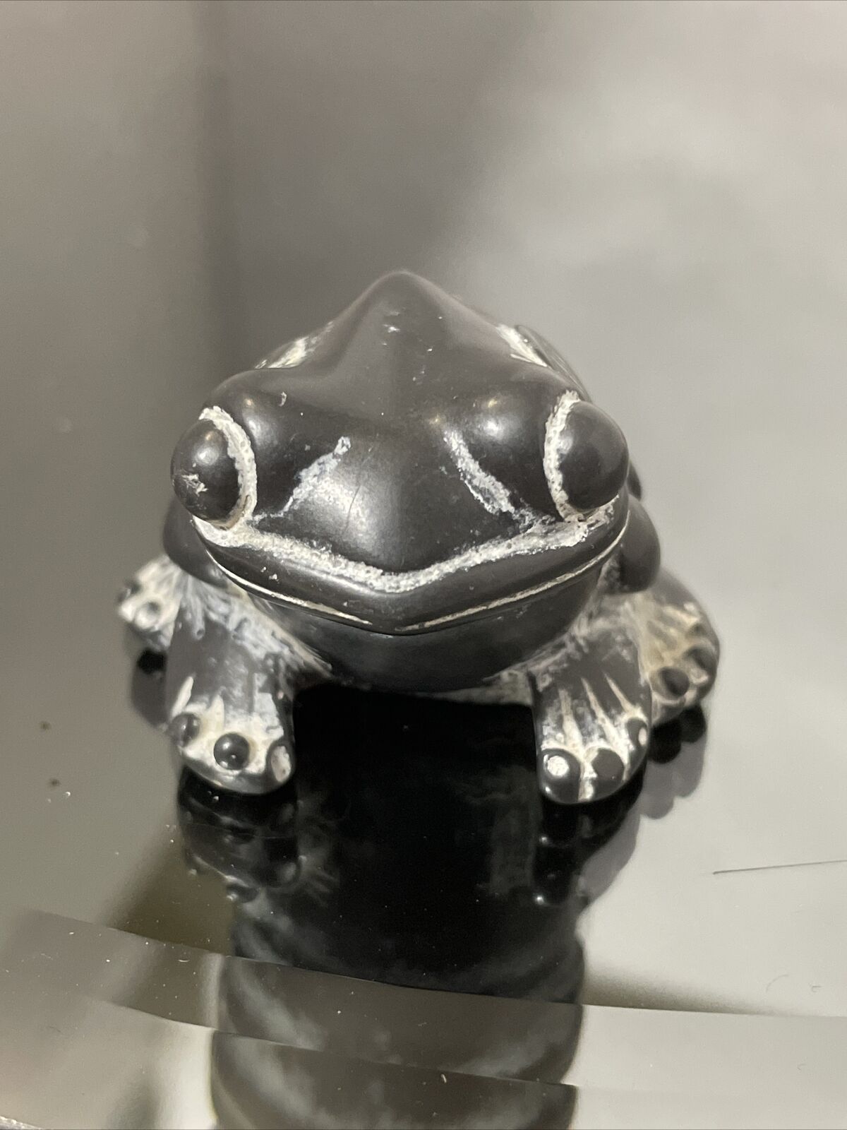 Cute Soapstone Frog Carving Black - Small 1.75” x 1”