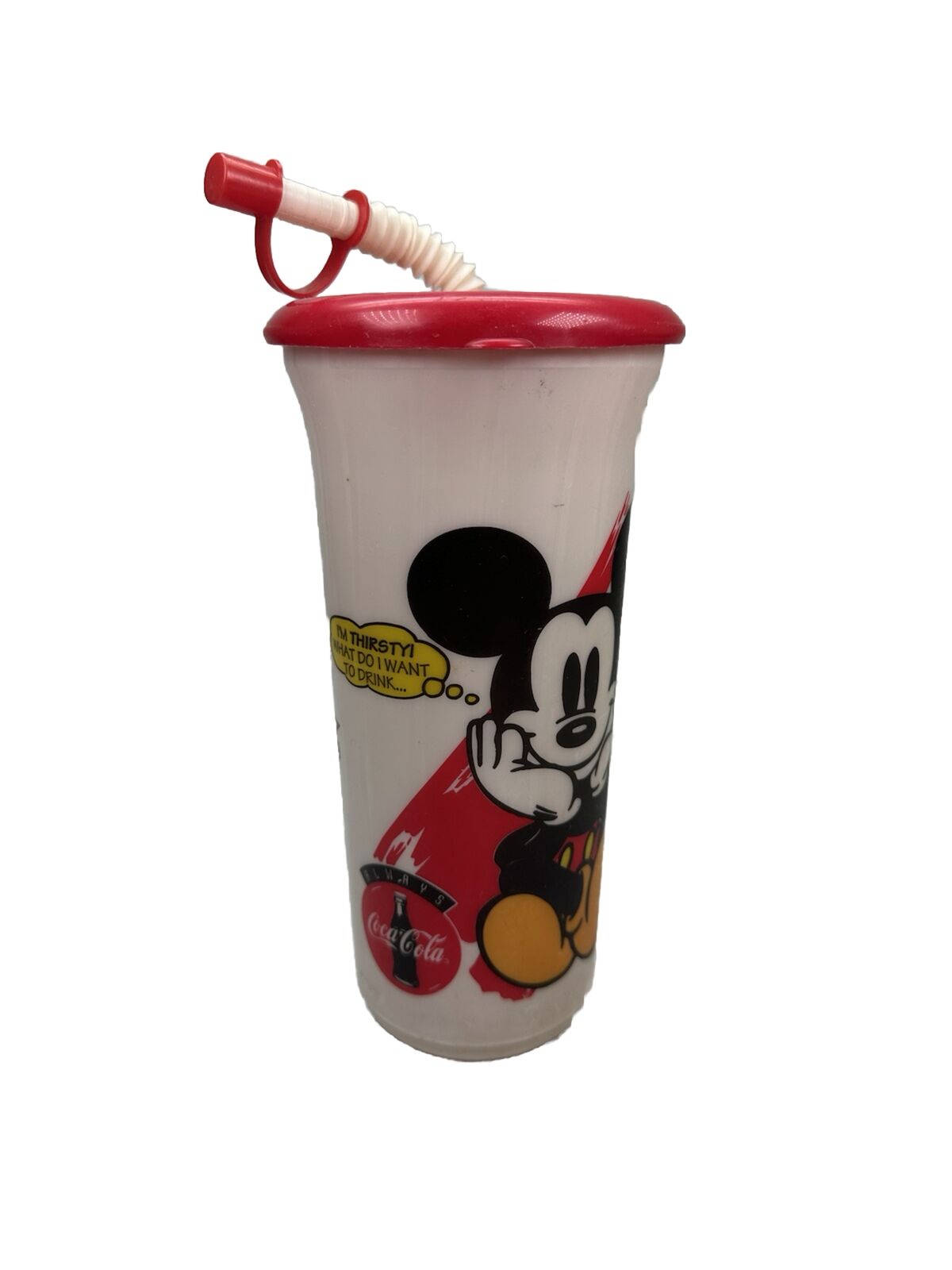 Vintage Disney Mickey Mouse Sipper Cup - Coca Cola - 32 oz Sport Quart