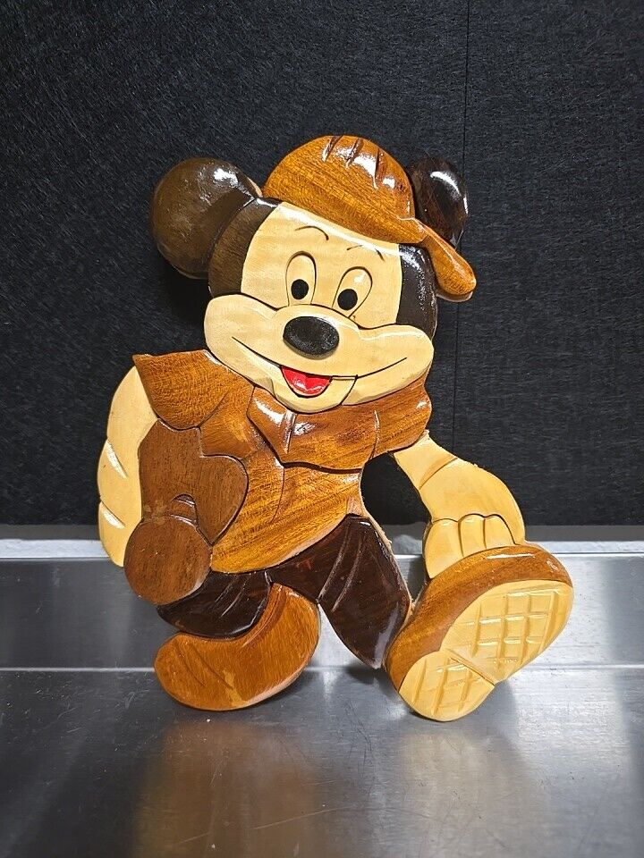 Vintage Disney Wooden Art Hanging Picture Mickey Mouse