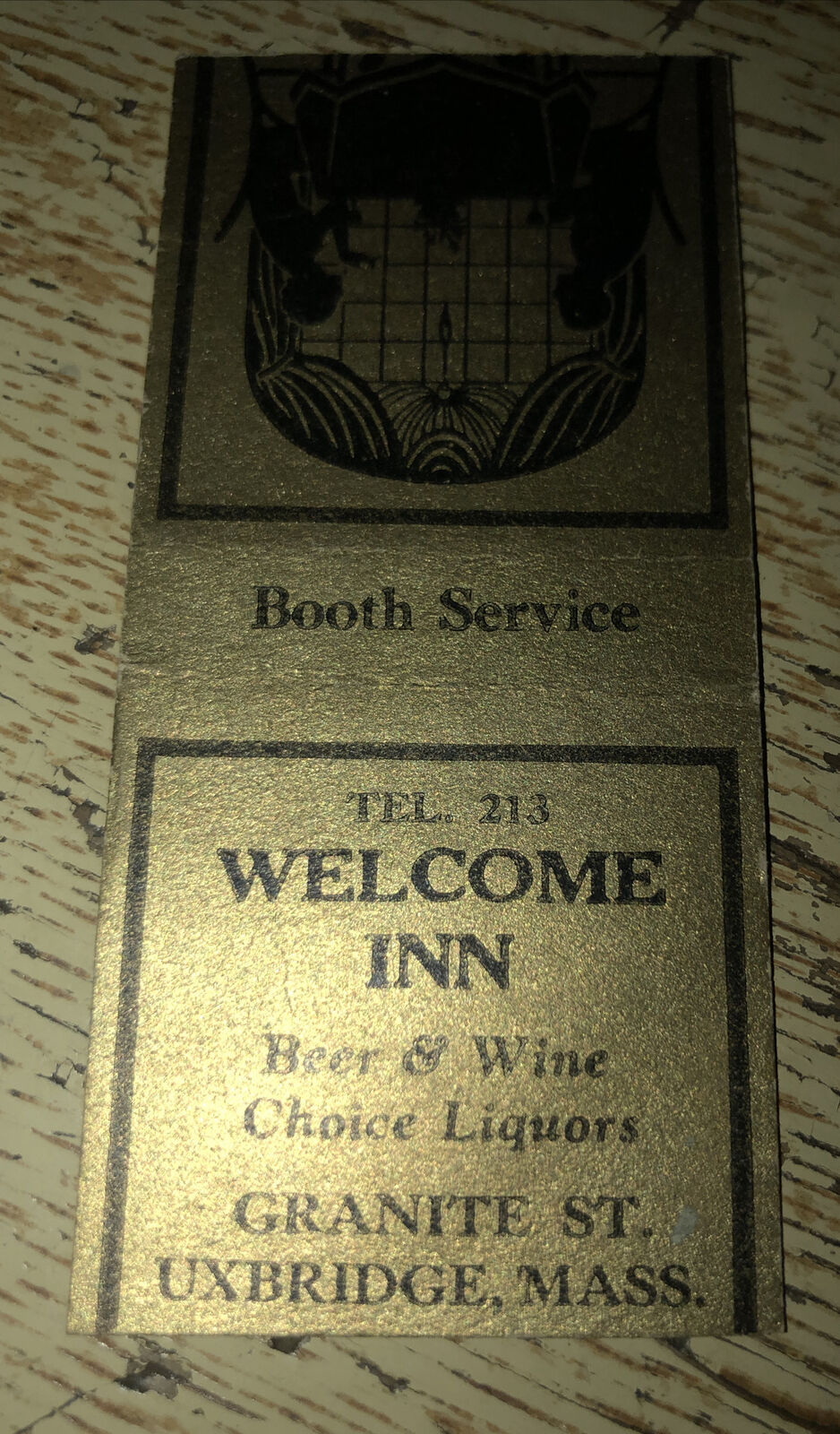 1940s-50s Welcome Inn Uxbridge Massachusetts Beer & Wine Choice Liquors Matchcov