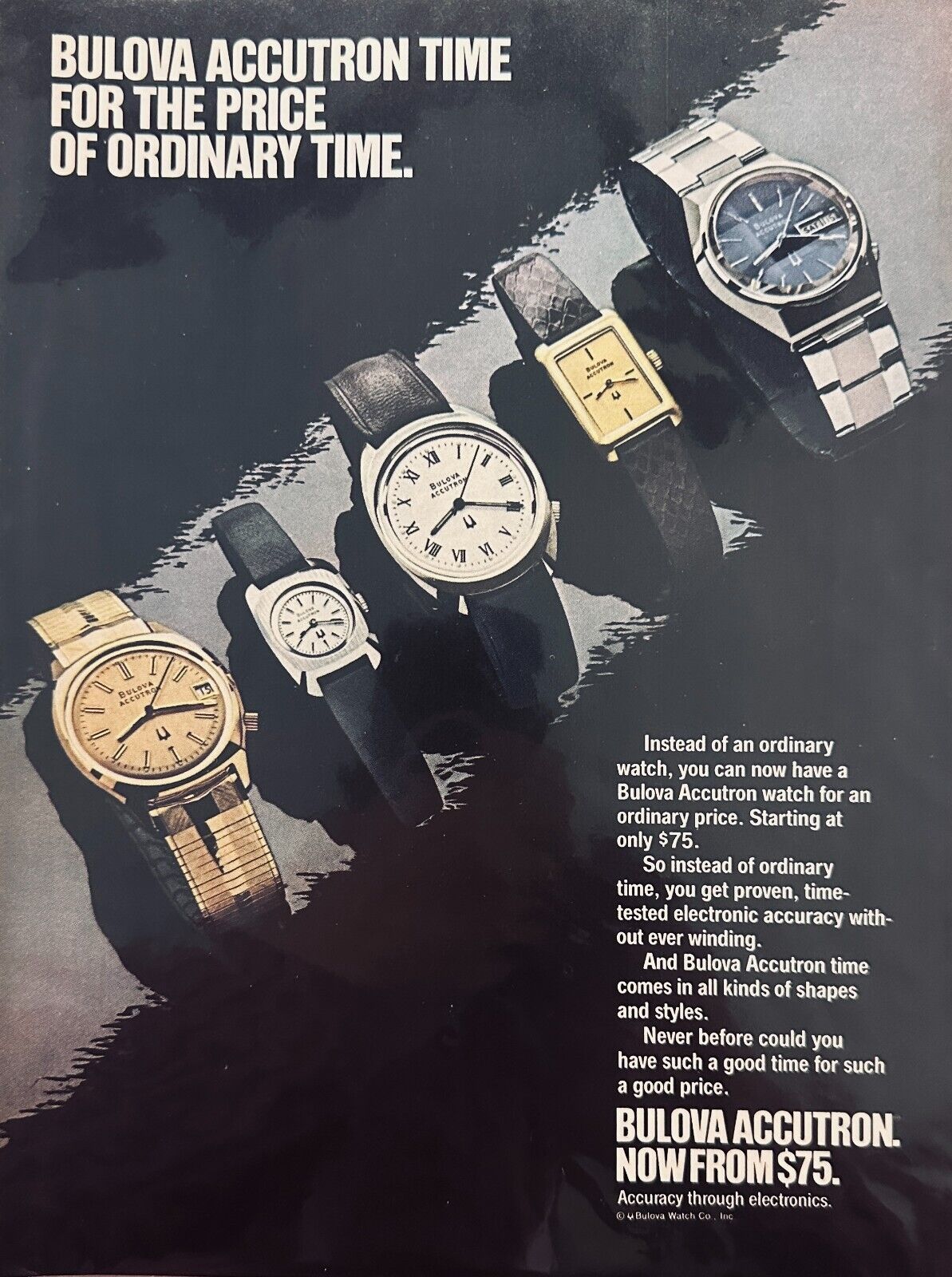 Lot of 3  - Original 1976 - Bulova Watch Magazine Ads