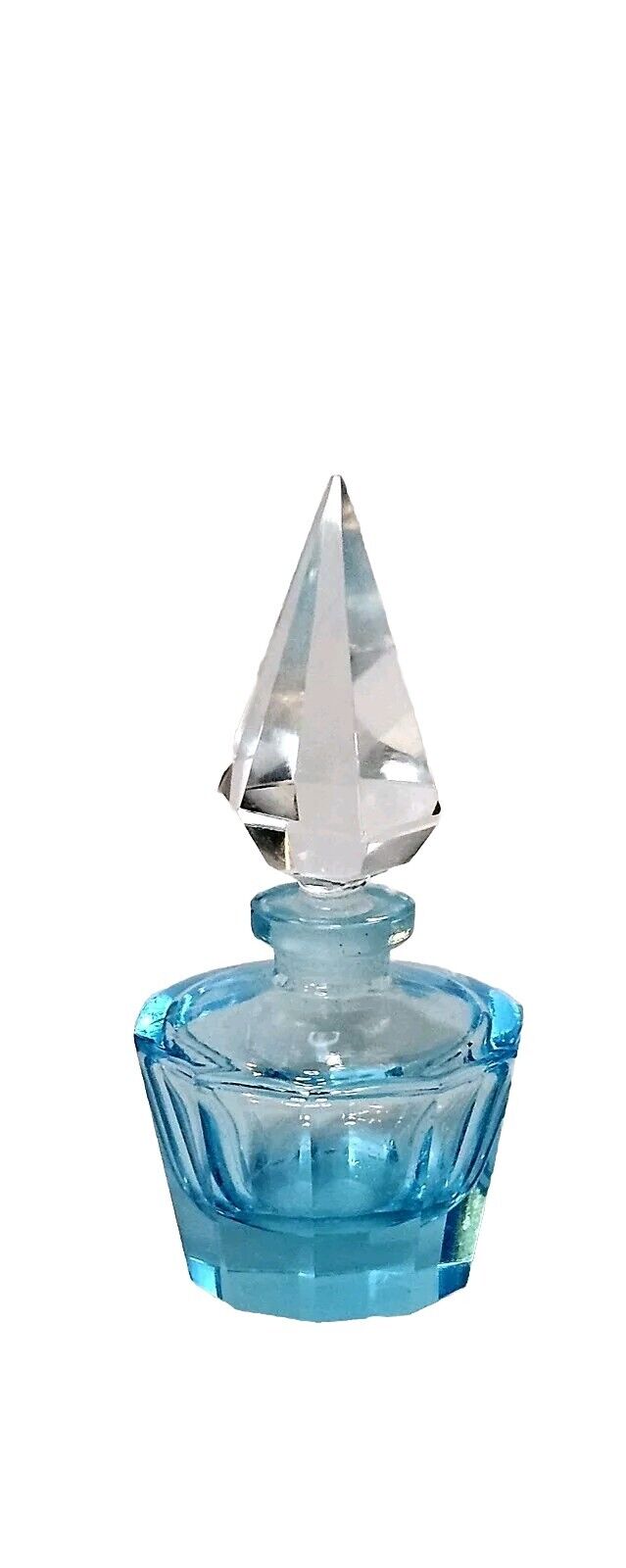 Vintage Hand Cut Crystal House Of Global Art Blue Perfume Bottle Japan 4.25\