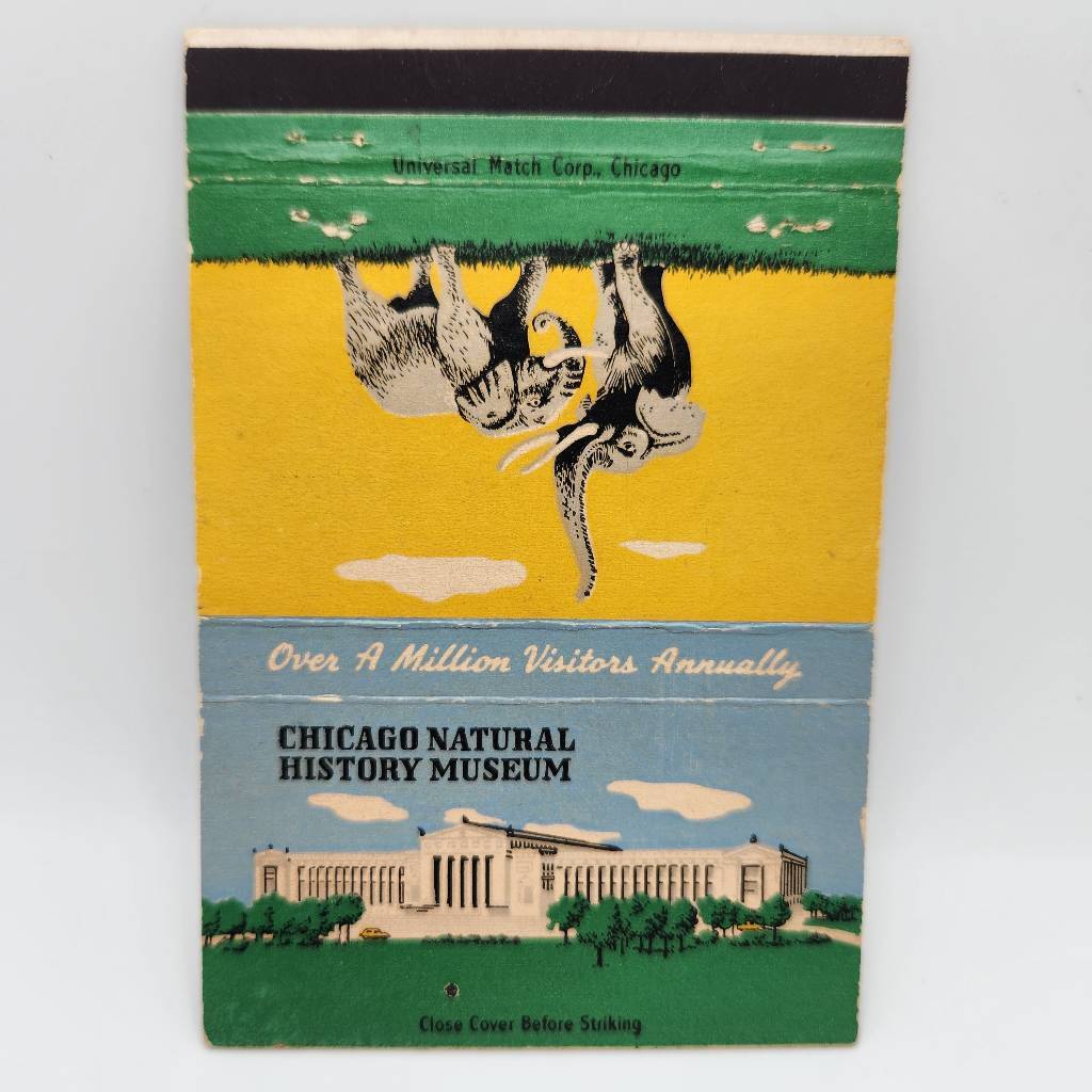 Vintage Matchbook Chicago Illinois 1950s  Natural History Museum Elephants Cover