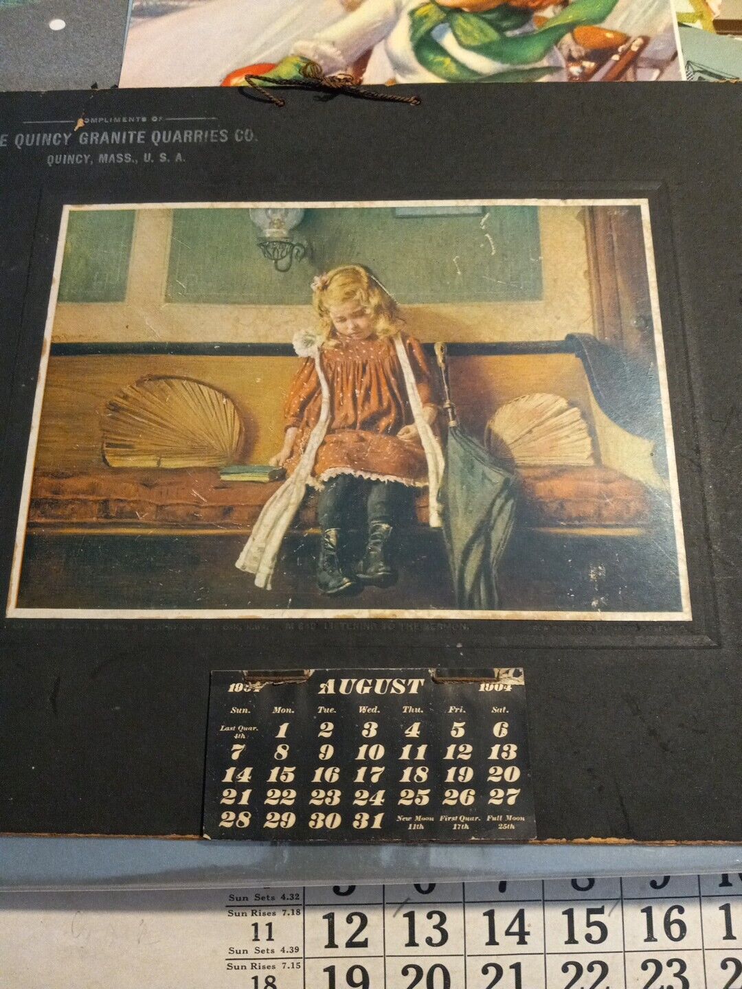 1904 ad calendar The Quincy Granite Quarries Co. Massachusetts