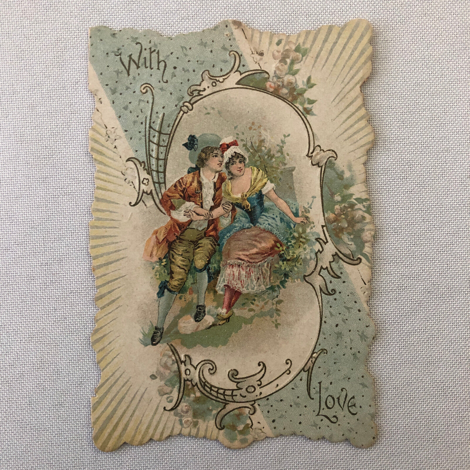 Antique Victorian Greeting Card Embossed Message of Love Unused Vintage
