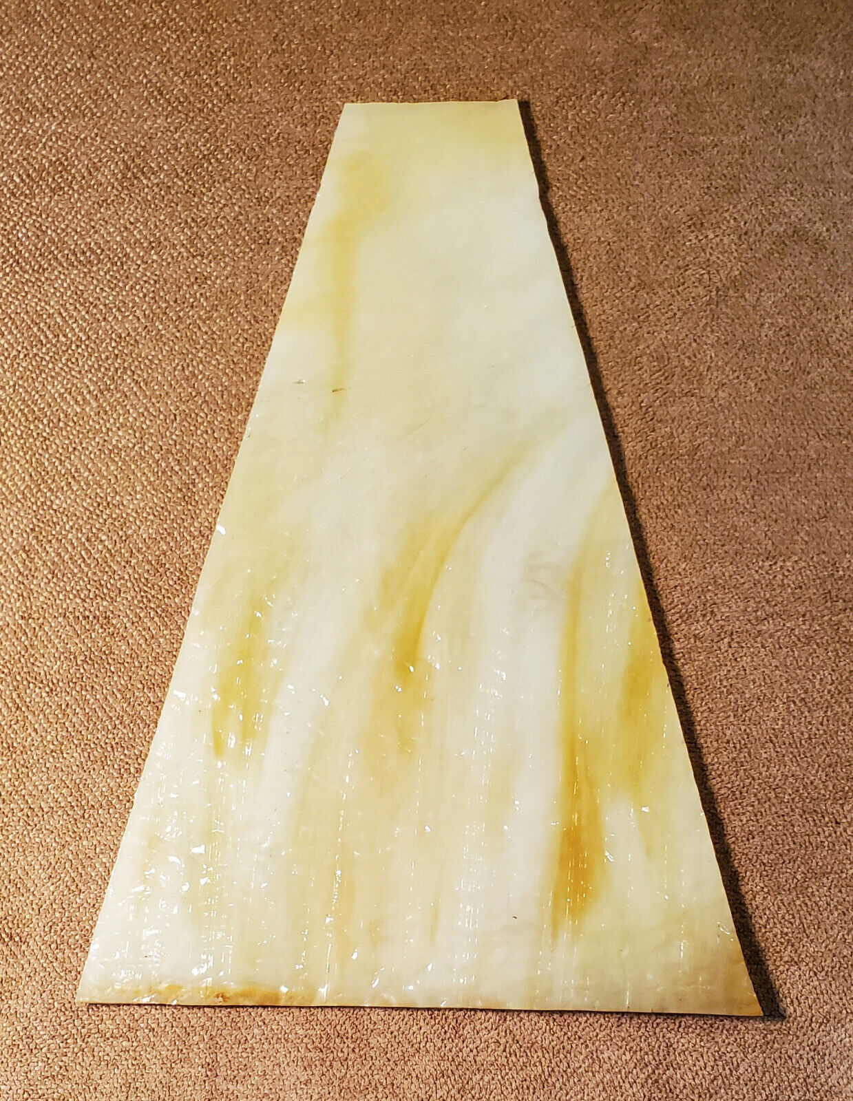 Antique Quadrilateral Slag Glass Caramel Marbled Replacement Piece