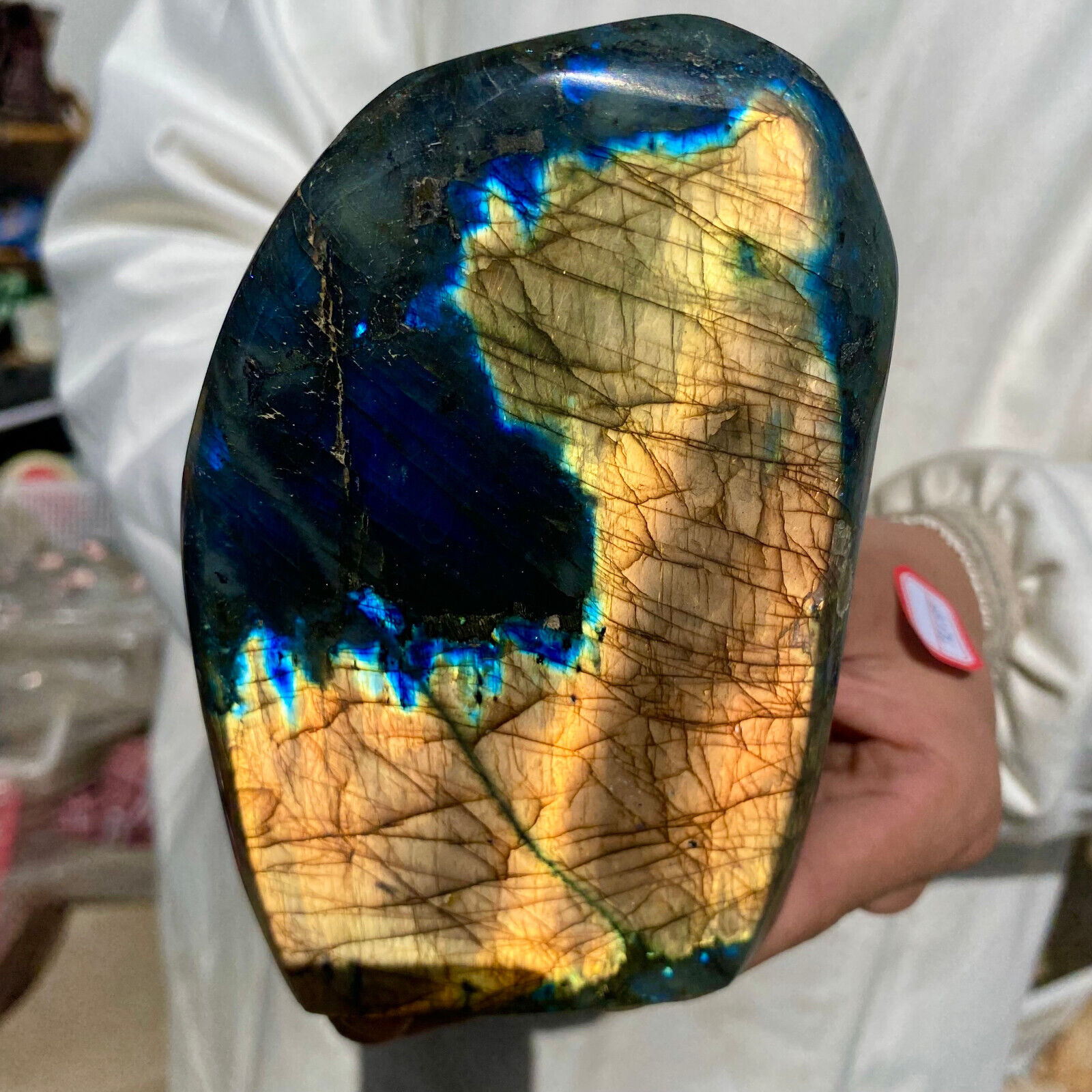 3.2lb Large Natural Labradorite Quartz Crystal Display Mineral Specimen Healing
