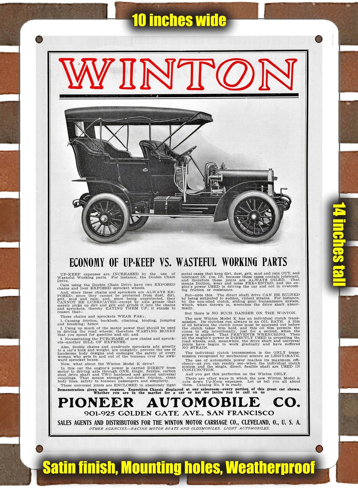 Metal Sign - 1906 Winton- 10x14 inches