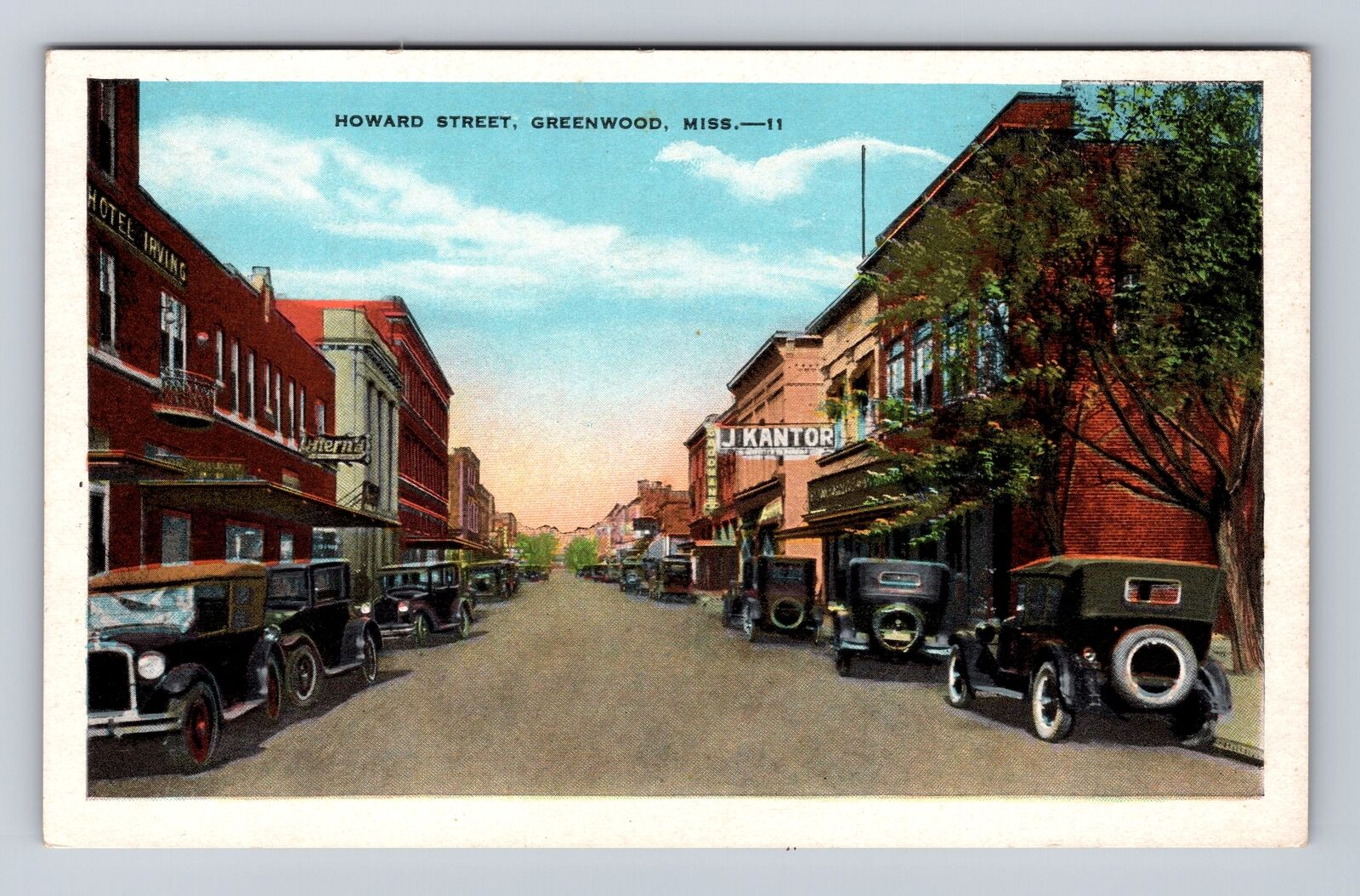 Greenwood MS-Mississippi, Howard Street, Storefronts Antique, Vintage Postcard