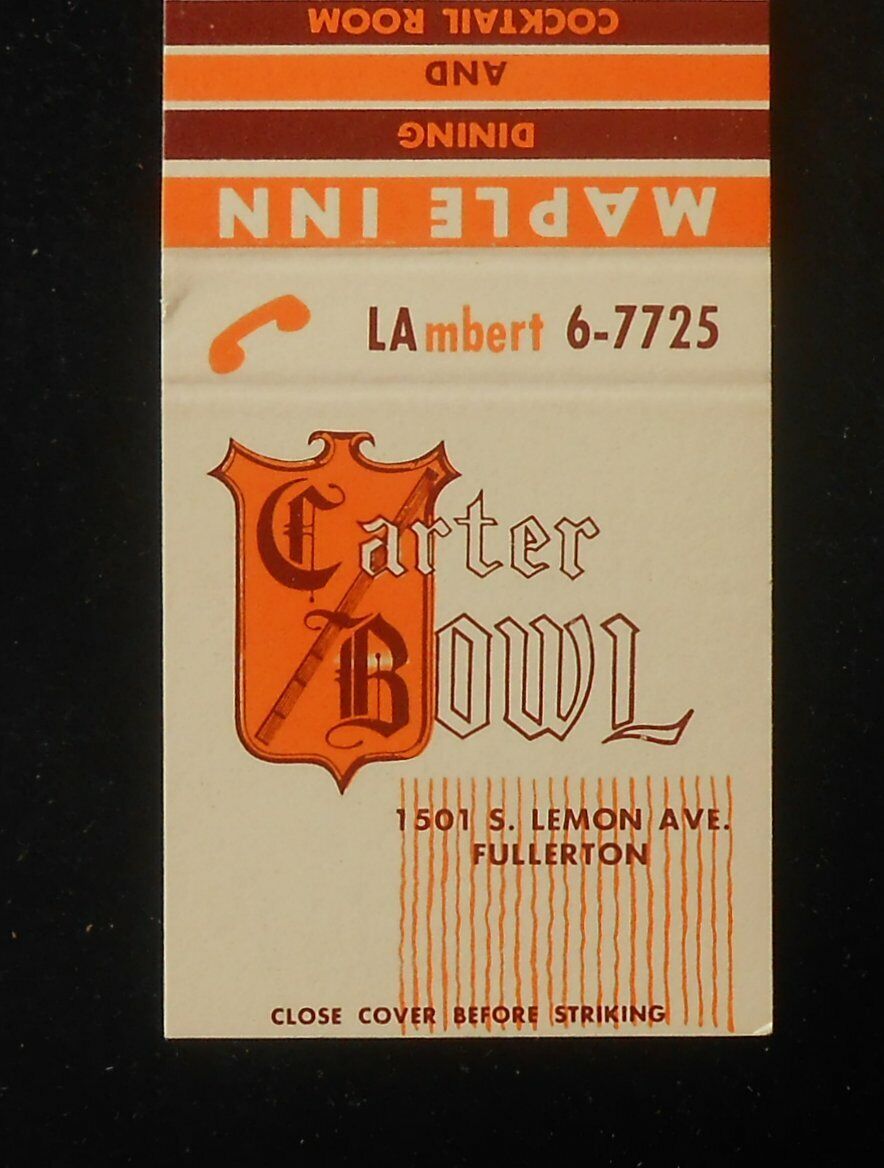 1960s Carter Bowl Bowling Billiards Playroom 1501 S Lemon Maple Inn Fullerton CA