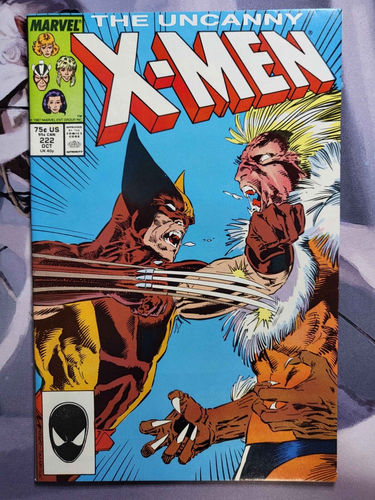 The Uncanny X-Men #222 (1987), Iconic Wolverine and Sabertooth Cover NM 