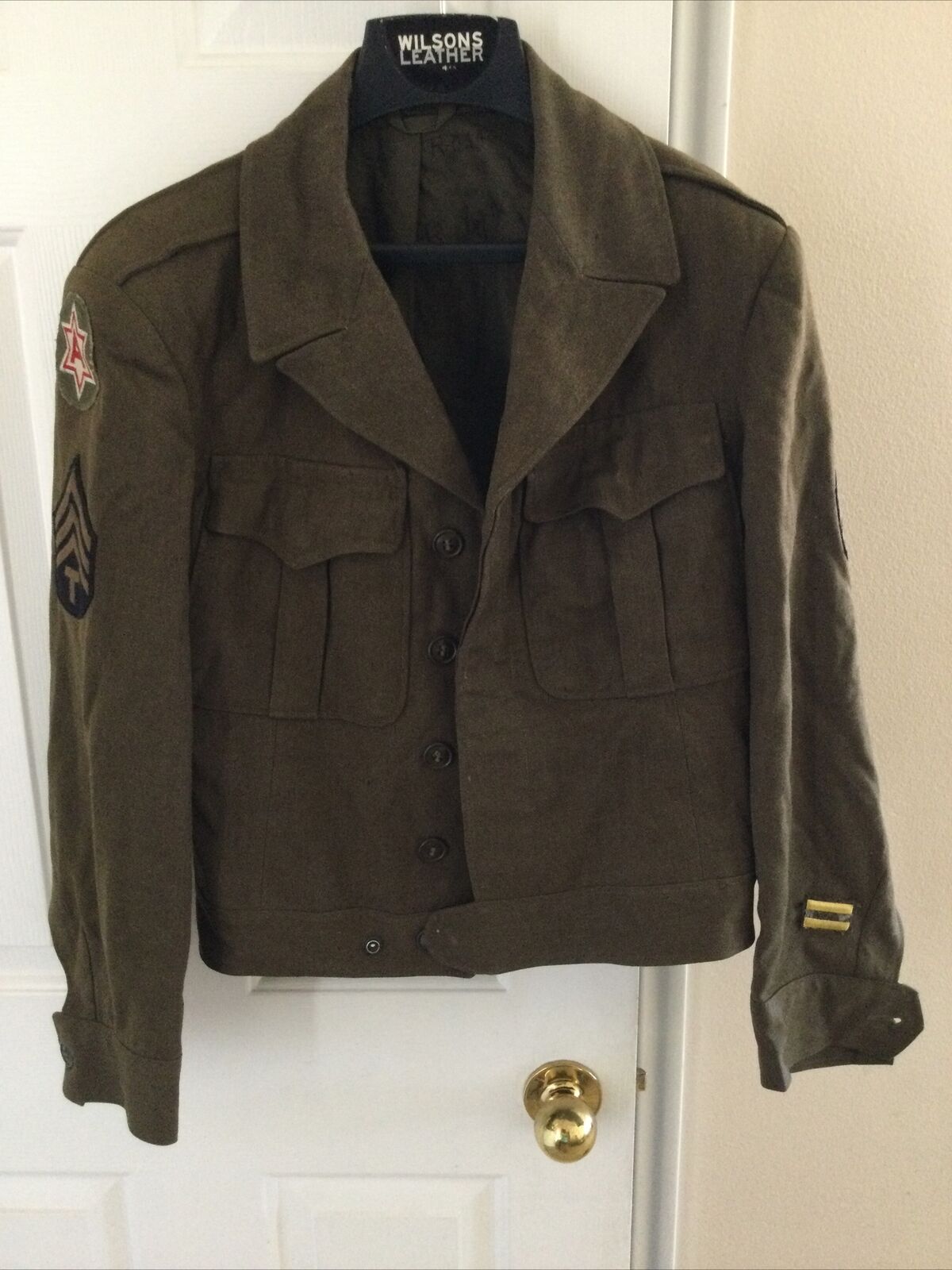 WWII US Army Jacket. Size 38D. Plus “On Time” Lions Pins And More.