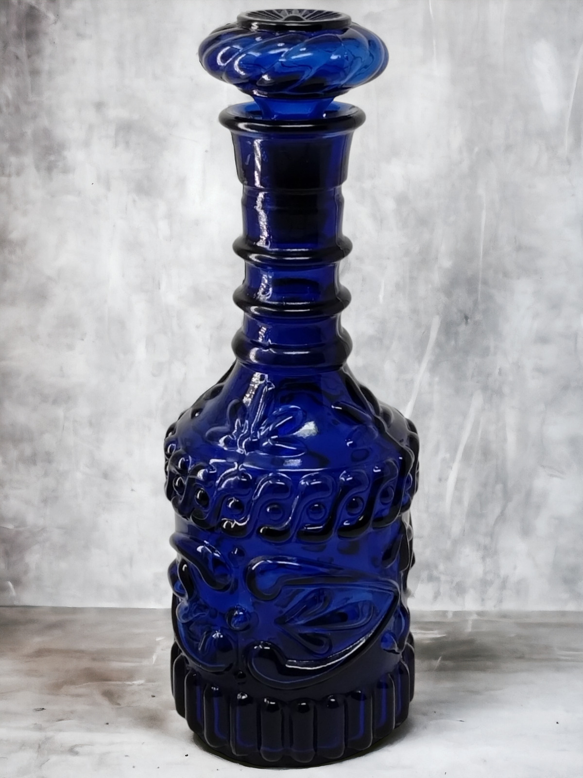 1971 Jim Beam Decanter Cobalt Blue KY Derby EMPTY Crystal Glass Bottle Stopper