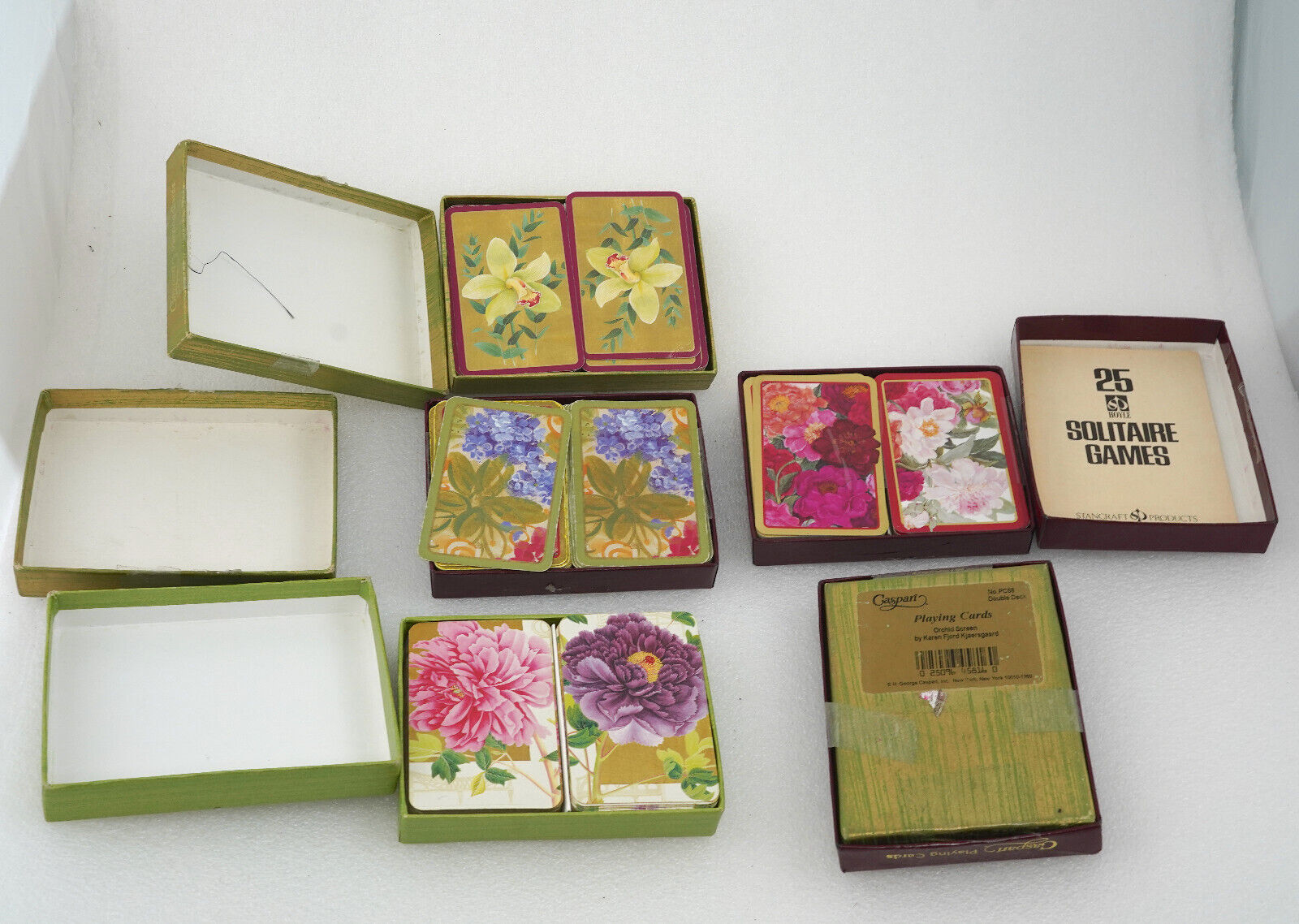 Caspari Flowers (Monet) Vintage Playing Cards 5 Decks Display Fun Games