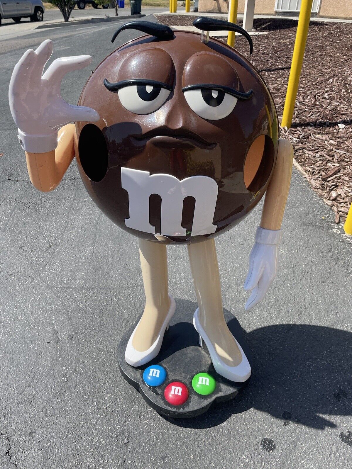 M&M Chocolate Lady Brown Store Candy Display Character on Wheels Collectible.