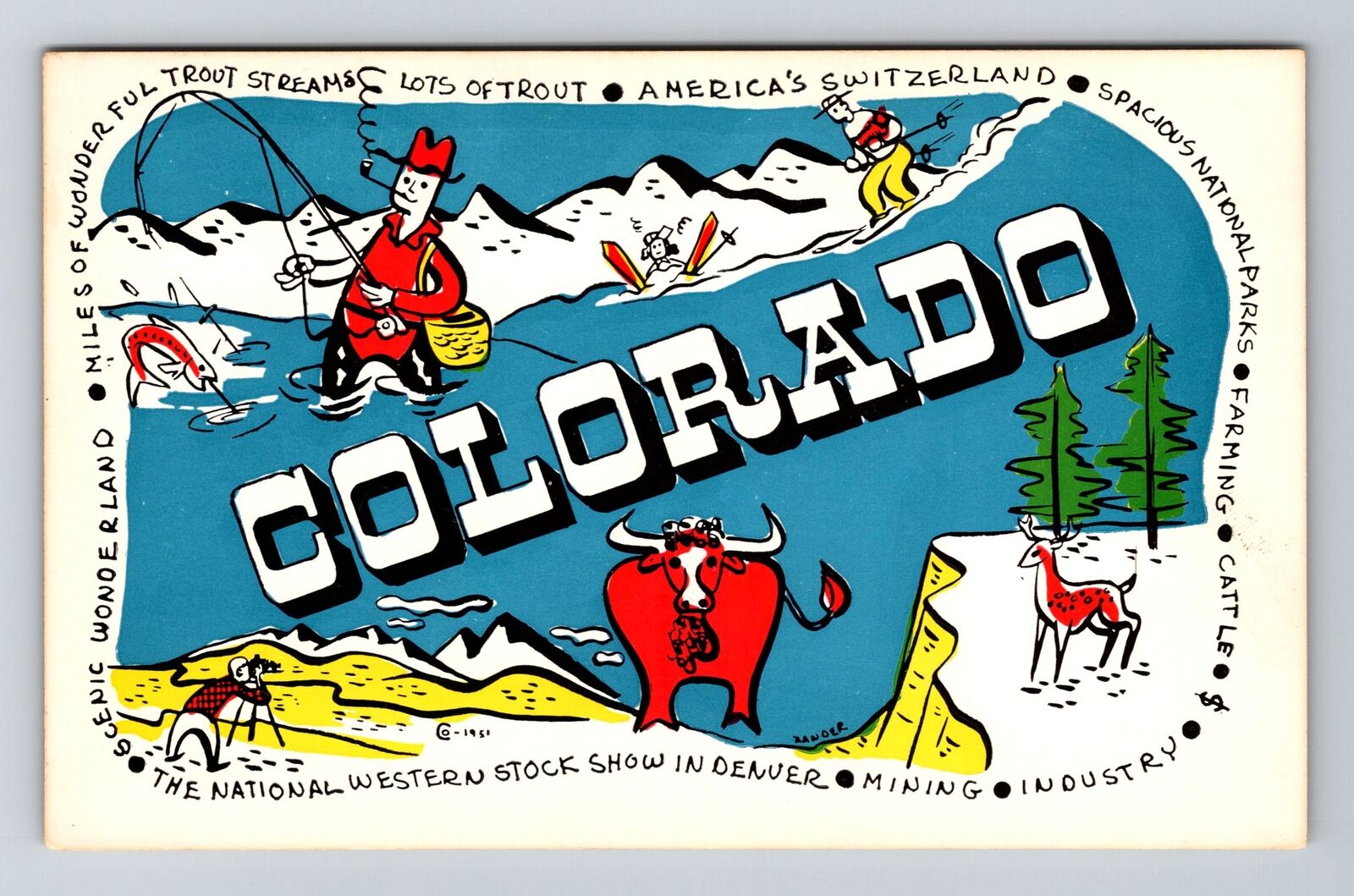 CO-Colorado Comedic Points Of Interest Vintage Souvenir Postcard