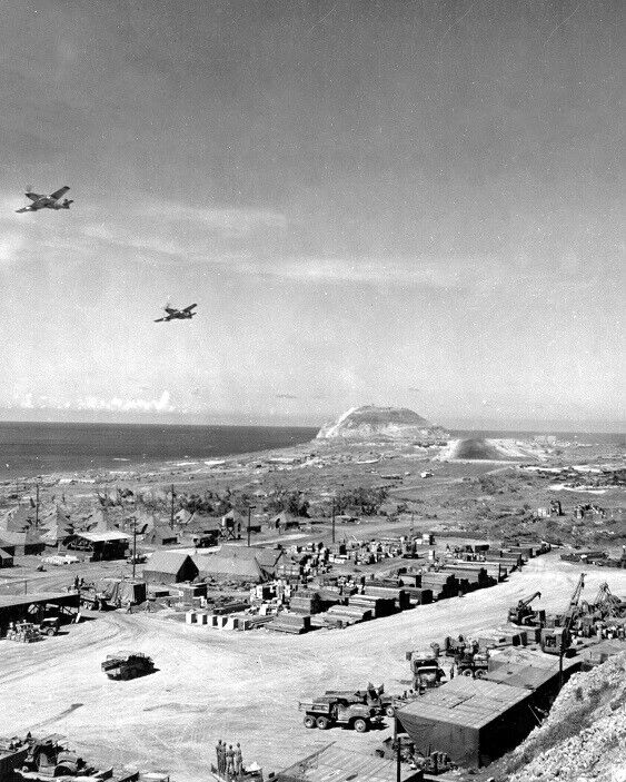 21st Bomber Command P-51s Flyover Iwo Jima 8x10 WWII WW2 Photo 883a