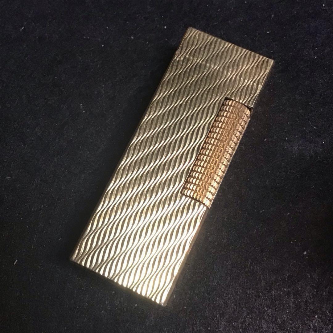 Dunhill Rollagas Lighter Gold Wave Overhauled Product From JAPAN