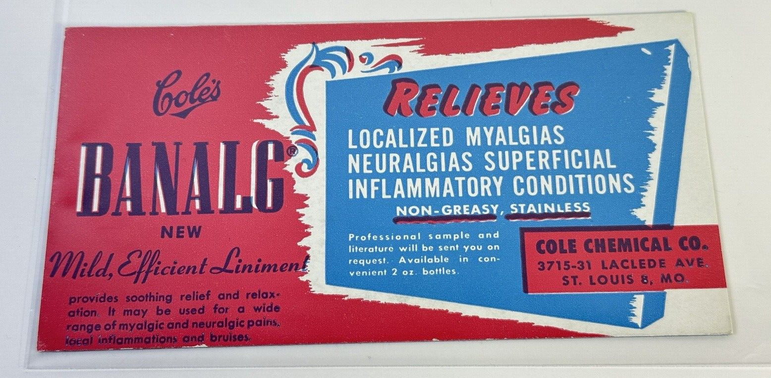 Vtg 1930\'s Cole Chemical Co. Advertising Handout Card 6\