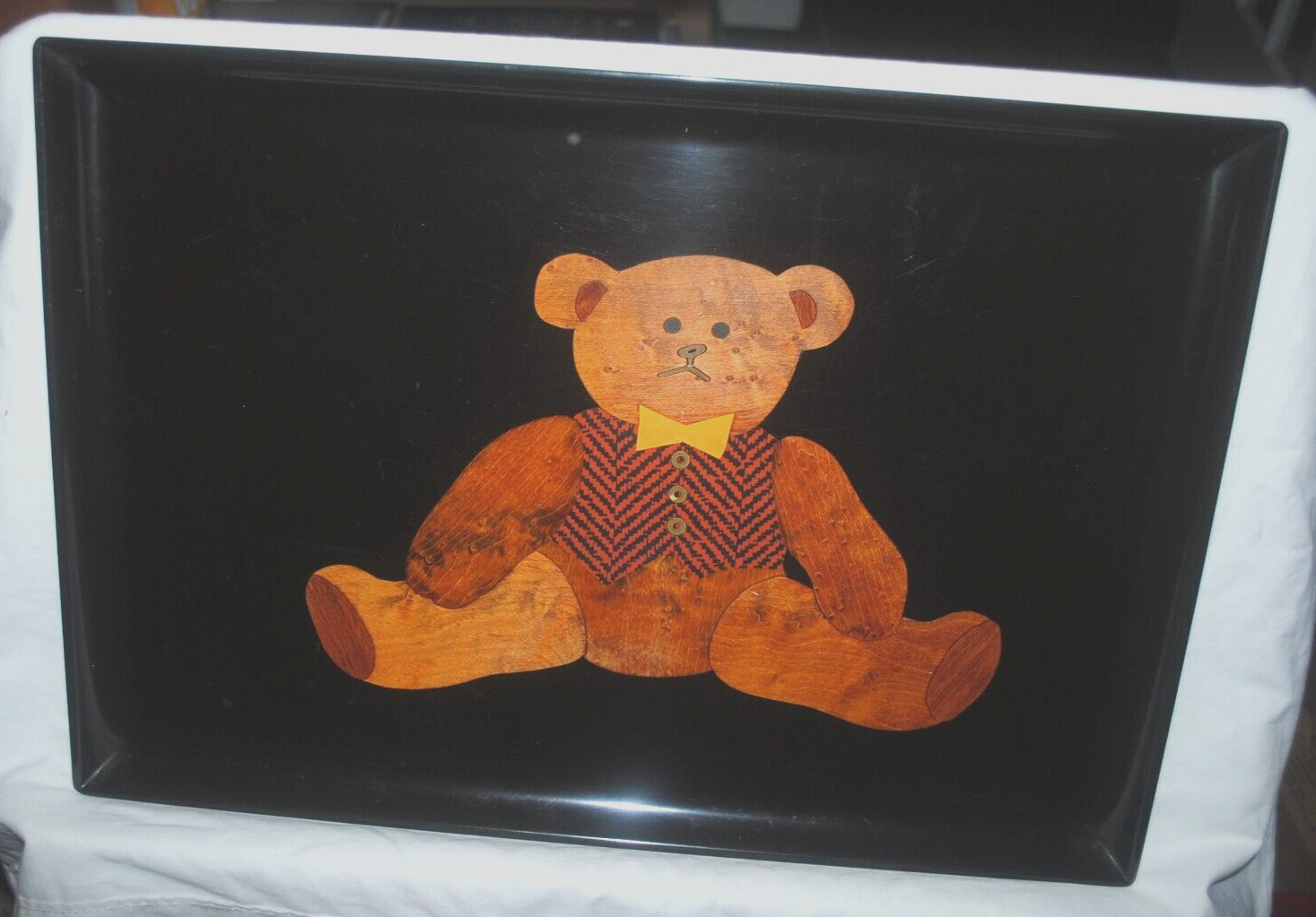 Couroc of Monterey vintage large serving tray, teddy bear design