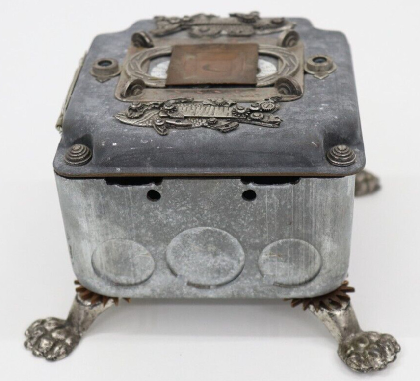Handcrafted Footed Metal Box Steampunk Unique Whimsical