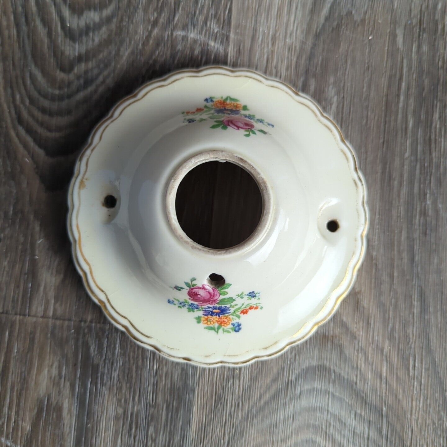 Vintage Porcelier Porcelain Ceiling Floral Flowers Light Fixture