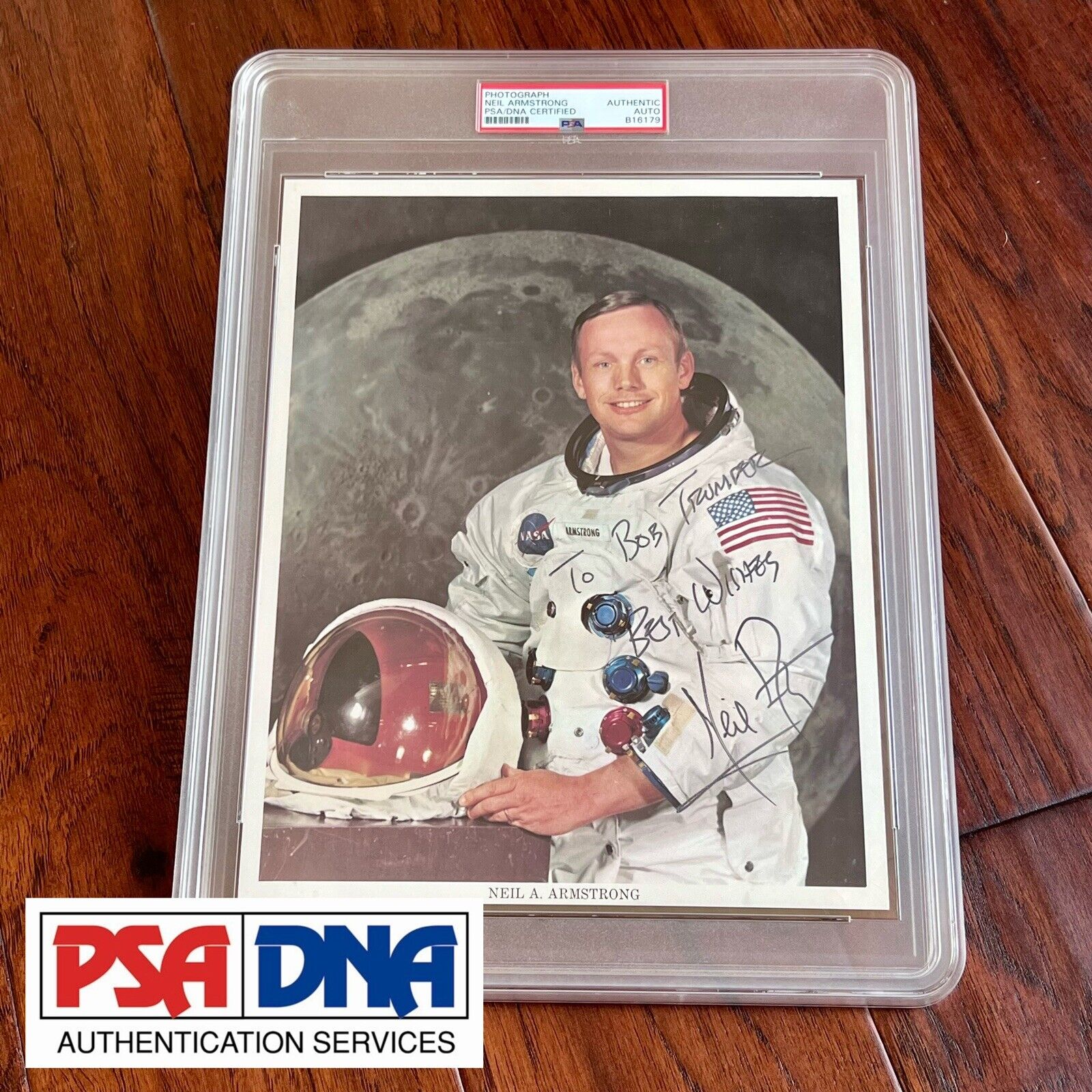 NEIL ARMSTRONG * PSA * Encapsulated Signed Photo Autograph * Apollo 11