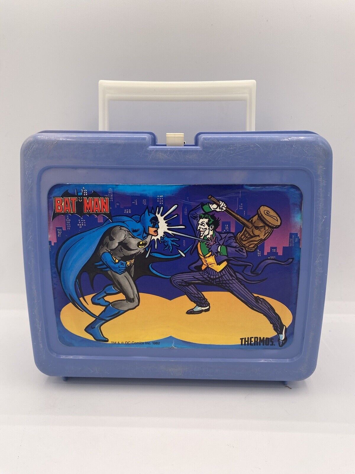 1982 Batman Vintage Blue Plastic Lunch Box By Thermos