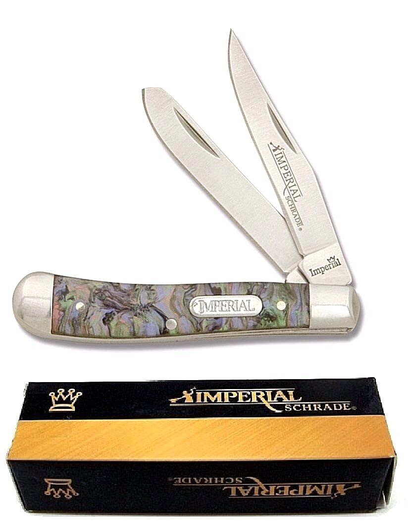 Imperial Schrade Peanut Trapper pocket knife Abalone Celluloid Handle