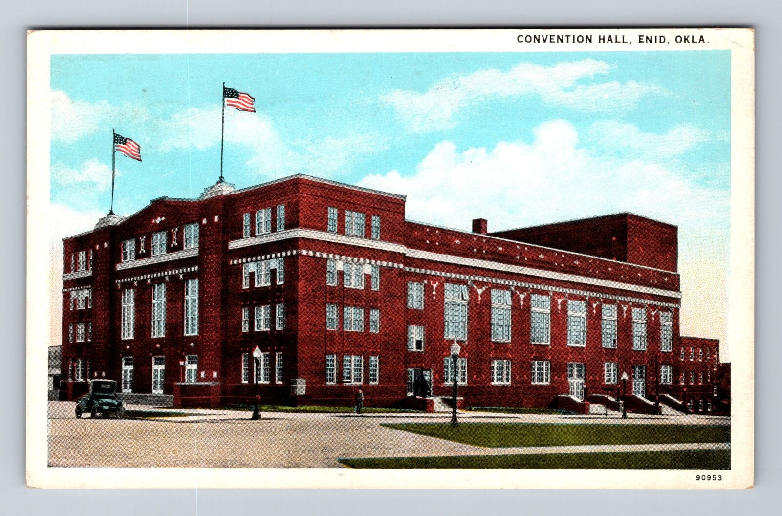 Enid OK-Oklahoma, Convention Hall, Antique, Vintage c1937 Postcard