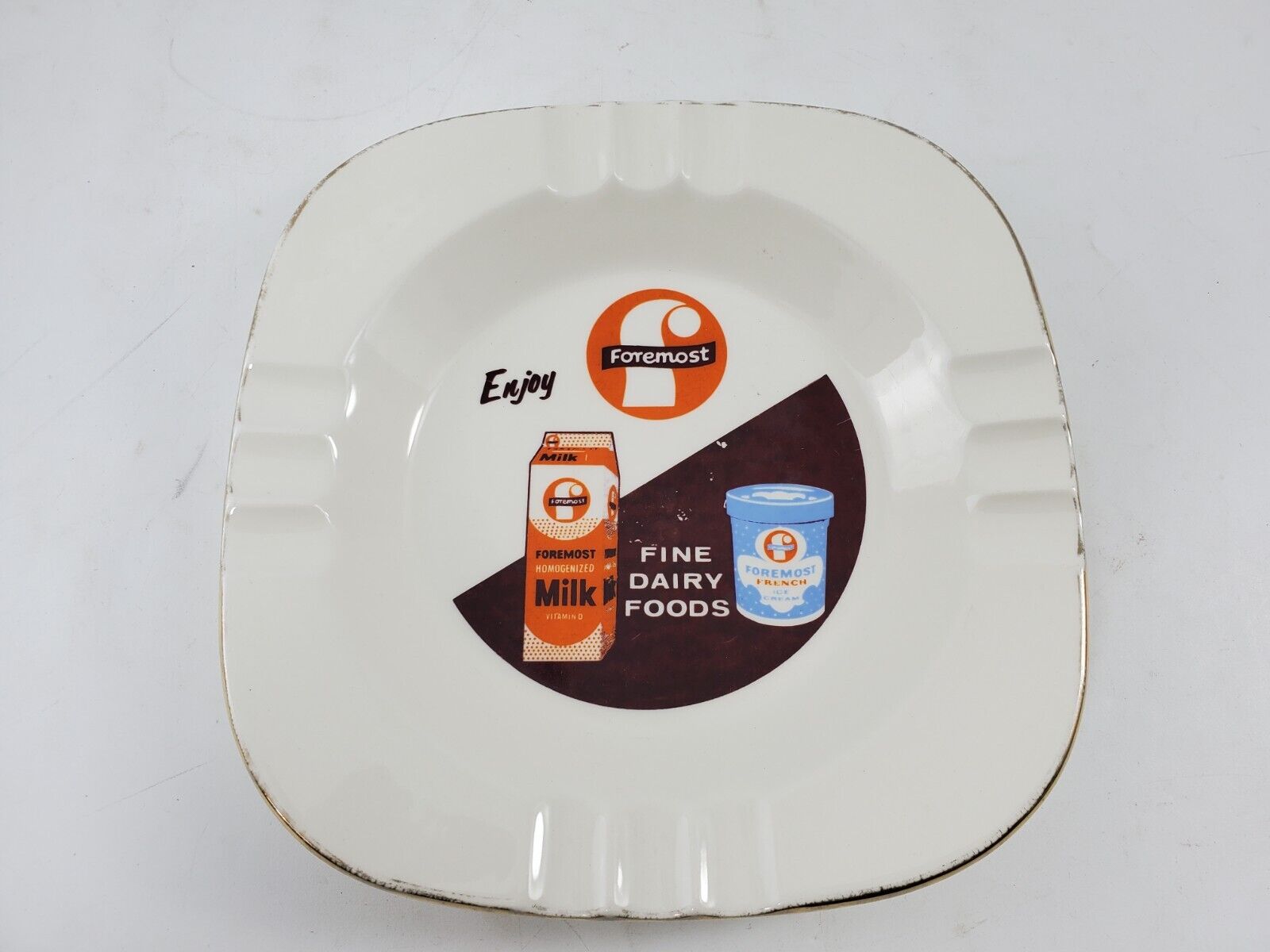 Vintage Foremost Milk Dairy Products Advertising Ashtray
