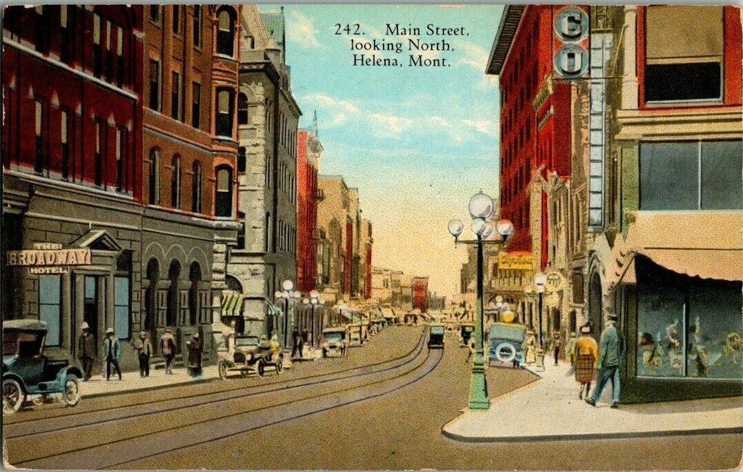1920'S. MAIN STREET. HELENA, MONTANA. POSTCARD DB8