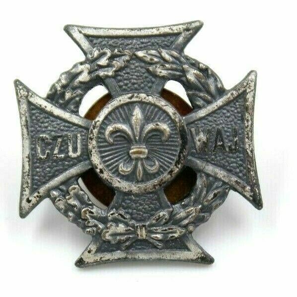 Vintage Polish Scouting Cross Badge Pin CZUWAJ Boy Scouts 26mm x 26mm MEI H74