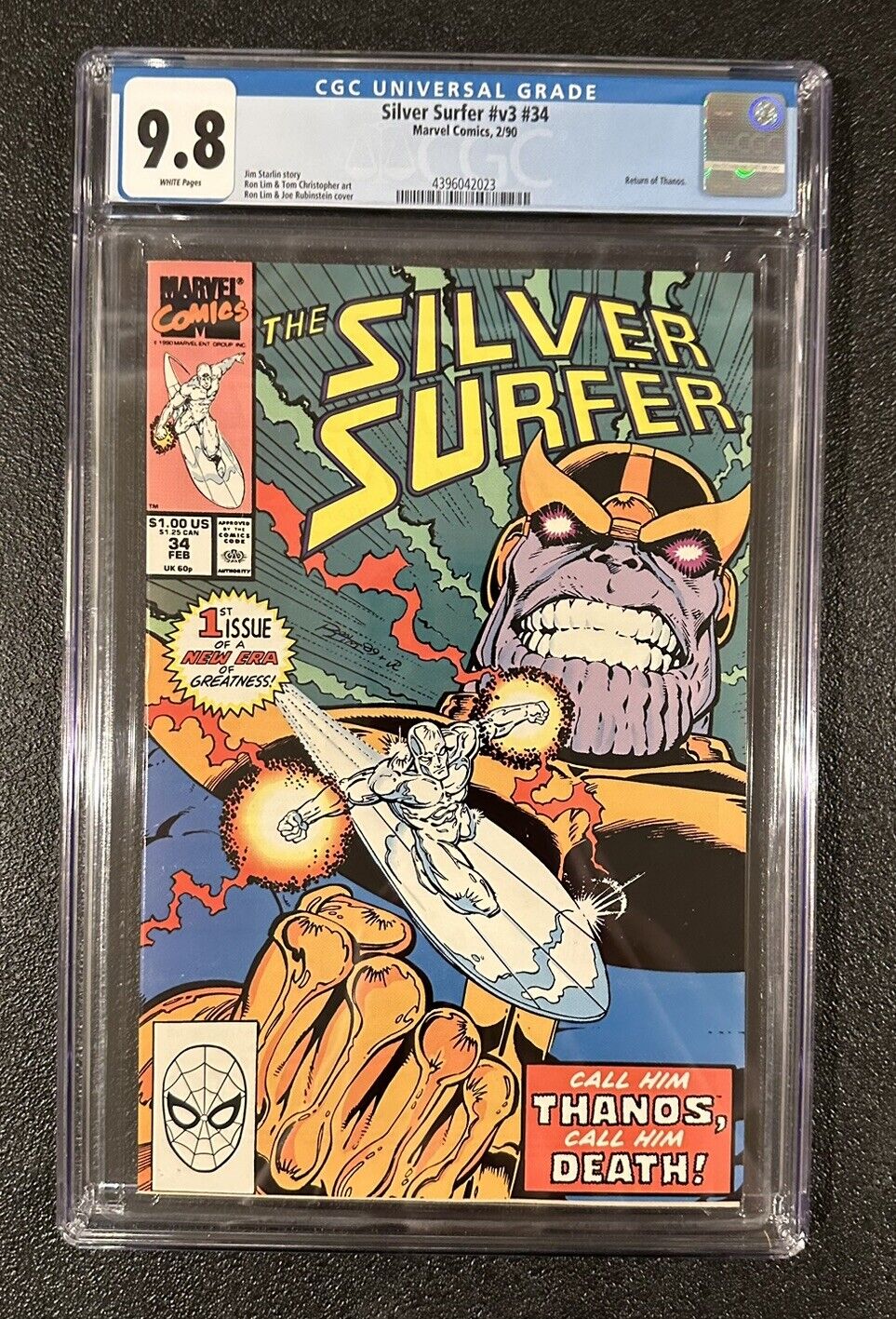 Silver Surfer #34 (1990) CGC 9.8 ~ Return of Thanos ~ Brand New Case