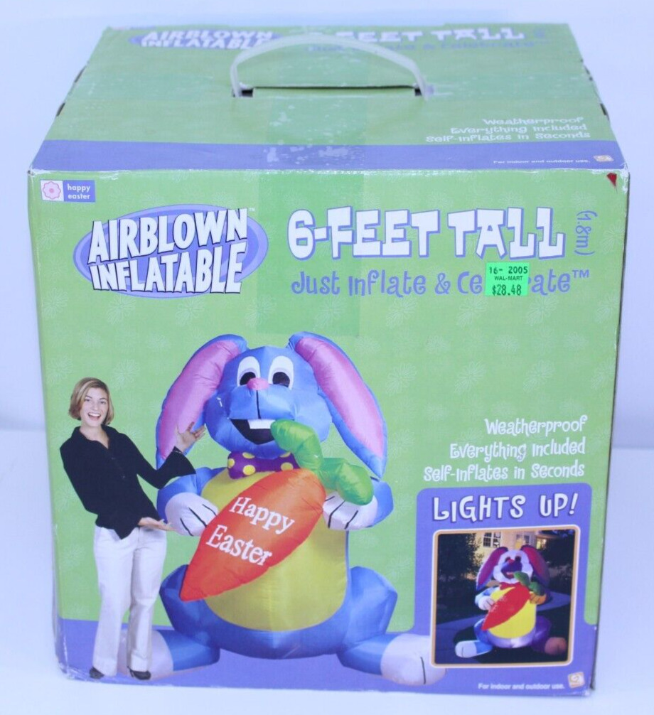 Airblown Inflatable Happy Easter 6\' Gemmy 2004 Decoration 04244-A OOP Bunny NOS