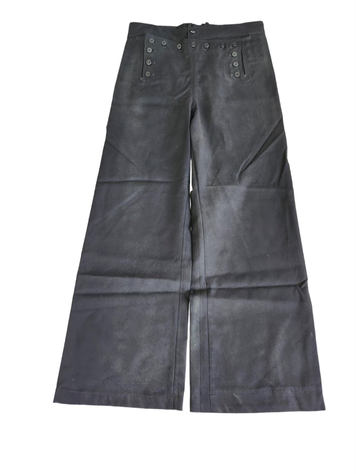 Vintage US Navy Crackerjack Pants 13 Button Wide Leg PANT black Wool 34 x 30