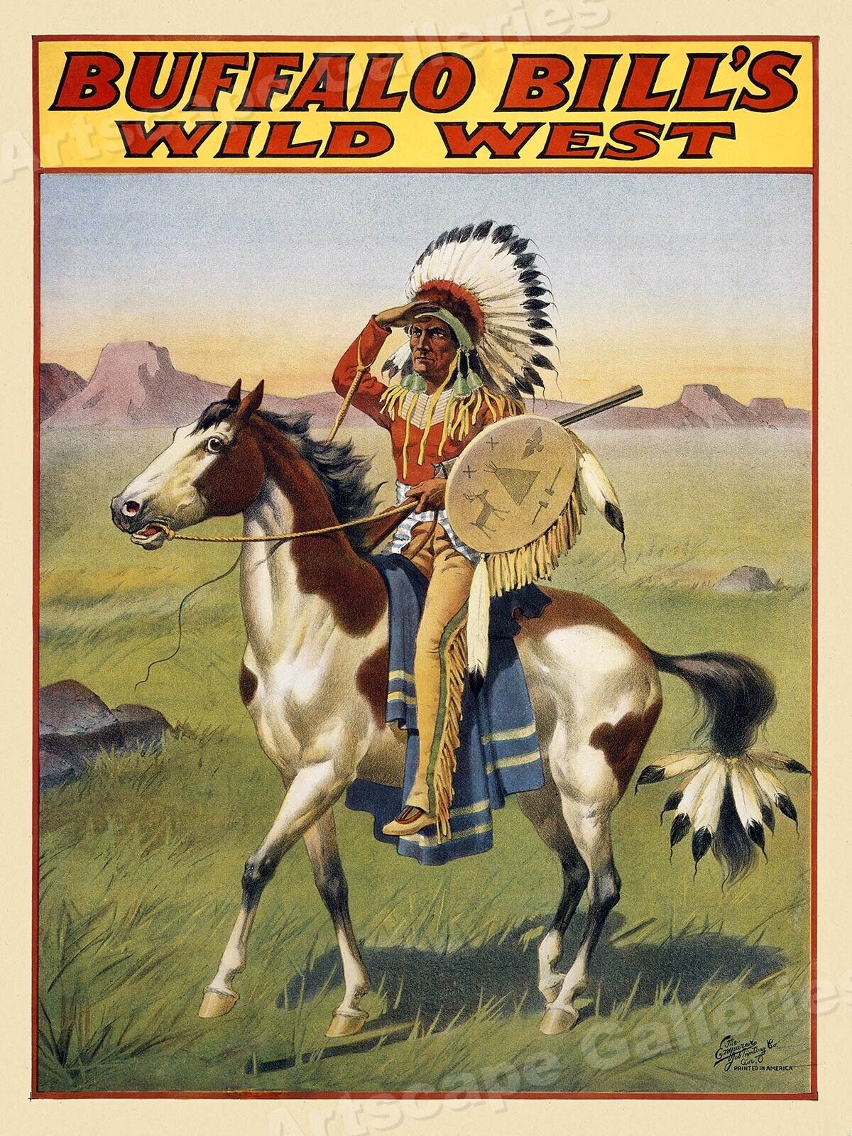 Buffalo Bill's Wild West Show - Indian on Horseback Poster 1912 - 24x32