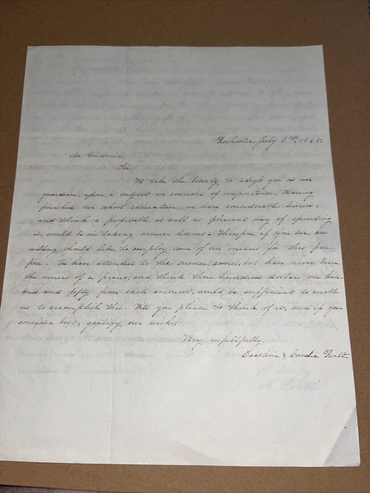 1845 Letters to Trust: Colonel George Pratt & Captain James Family Hartford CT