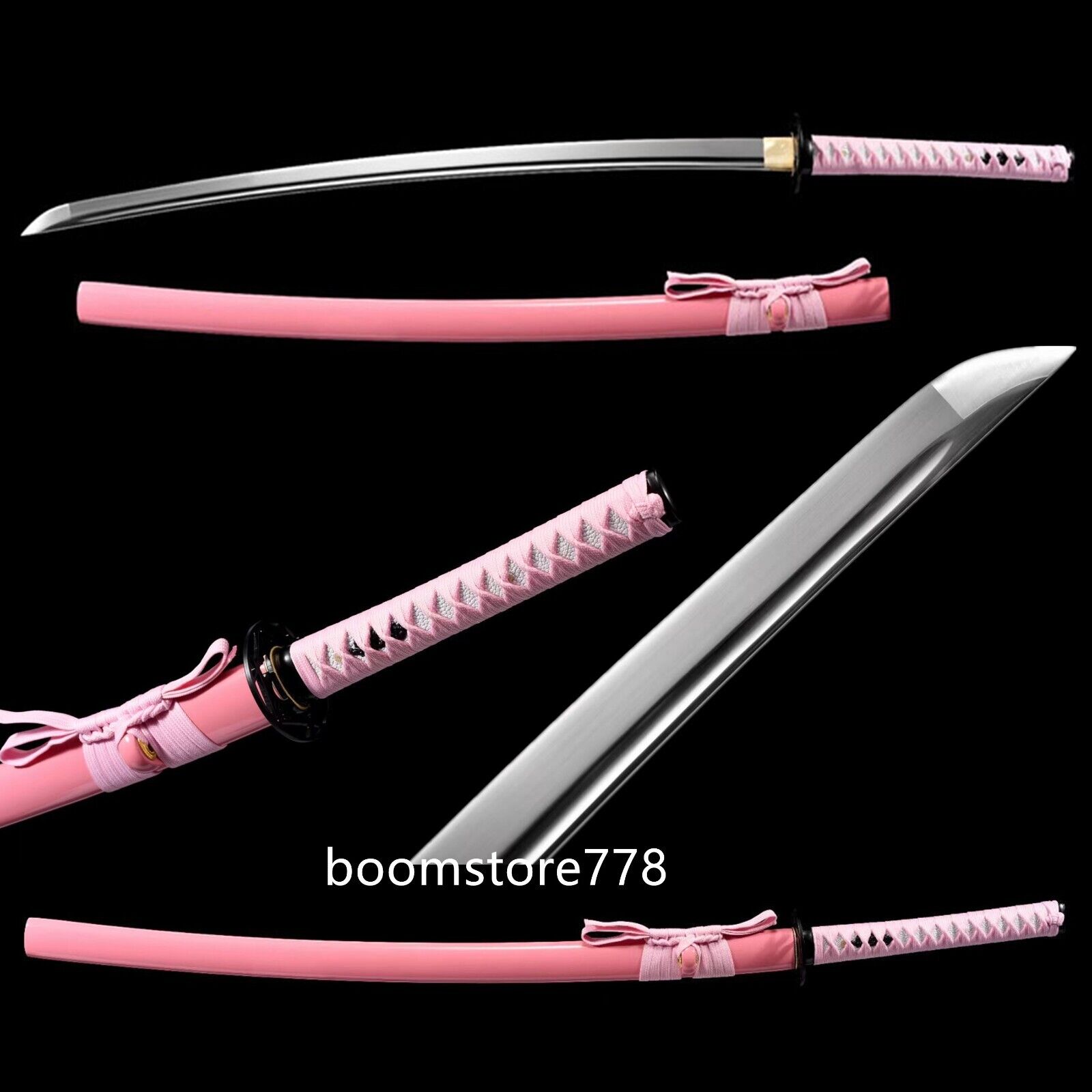 Pink Katana 1095 Steel Full Tang Sharp Handmade Japanese Samurai Sword
