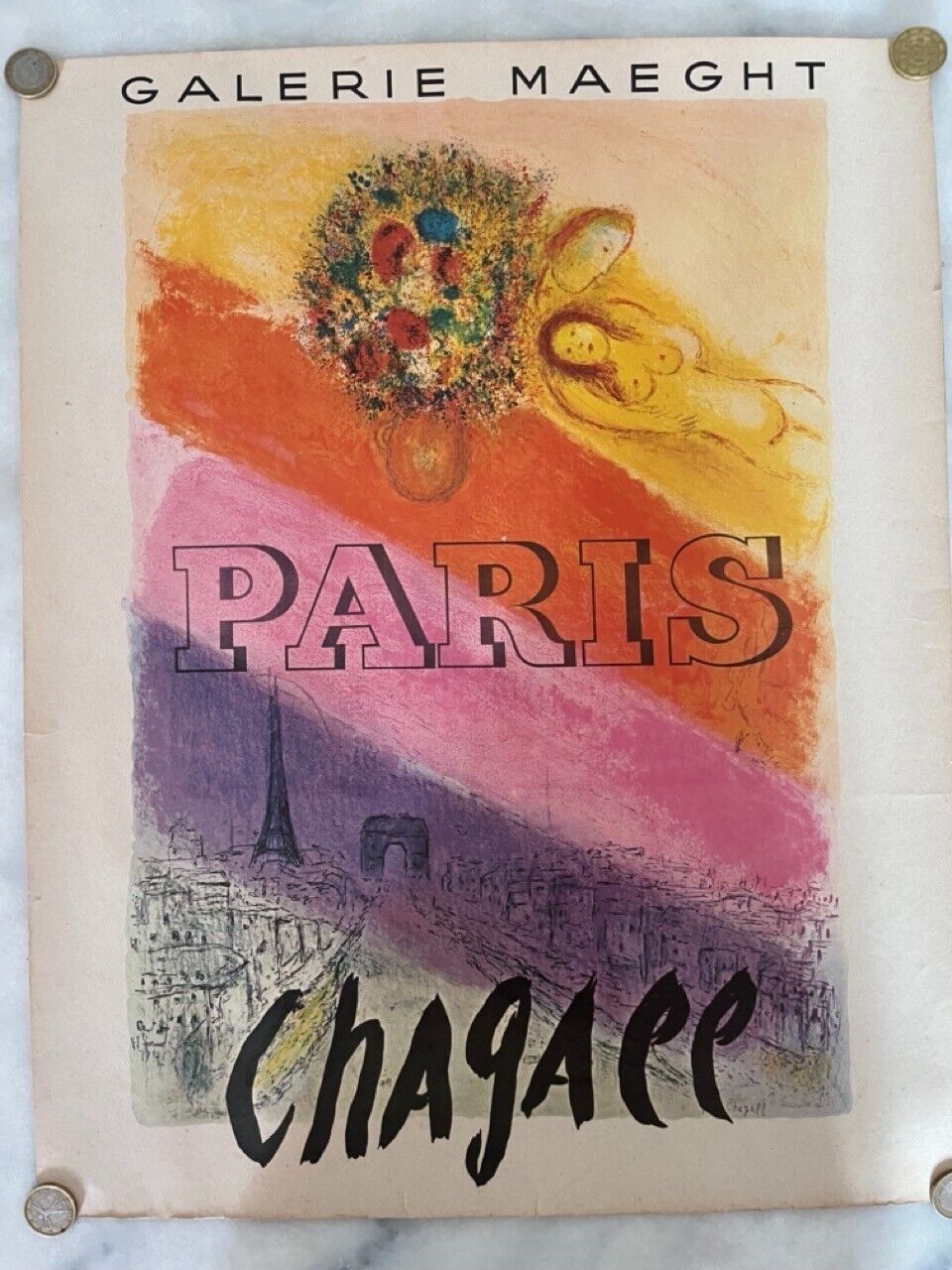 Vintage Chagall Poster, Maeght Gallery - Museum Prints Society 1950s - 50.5x40c